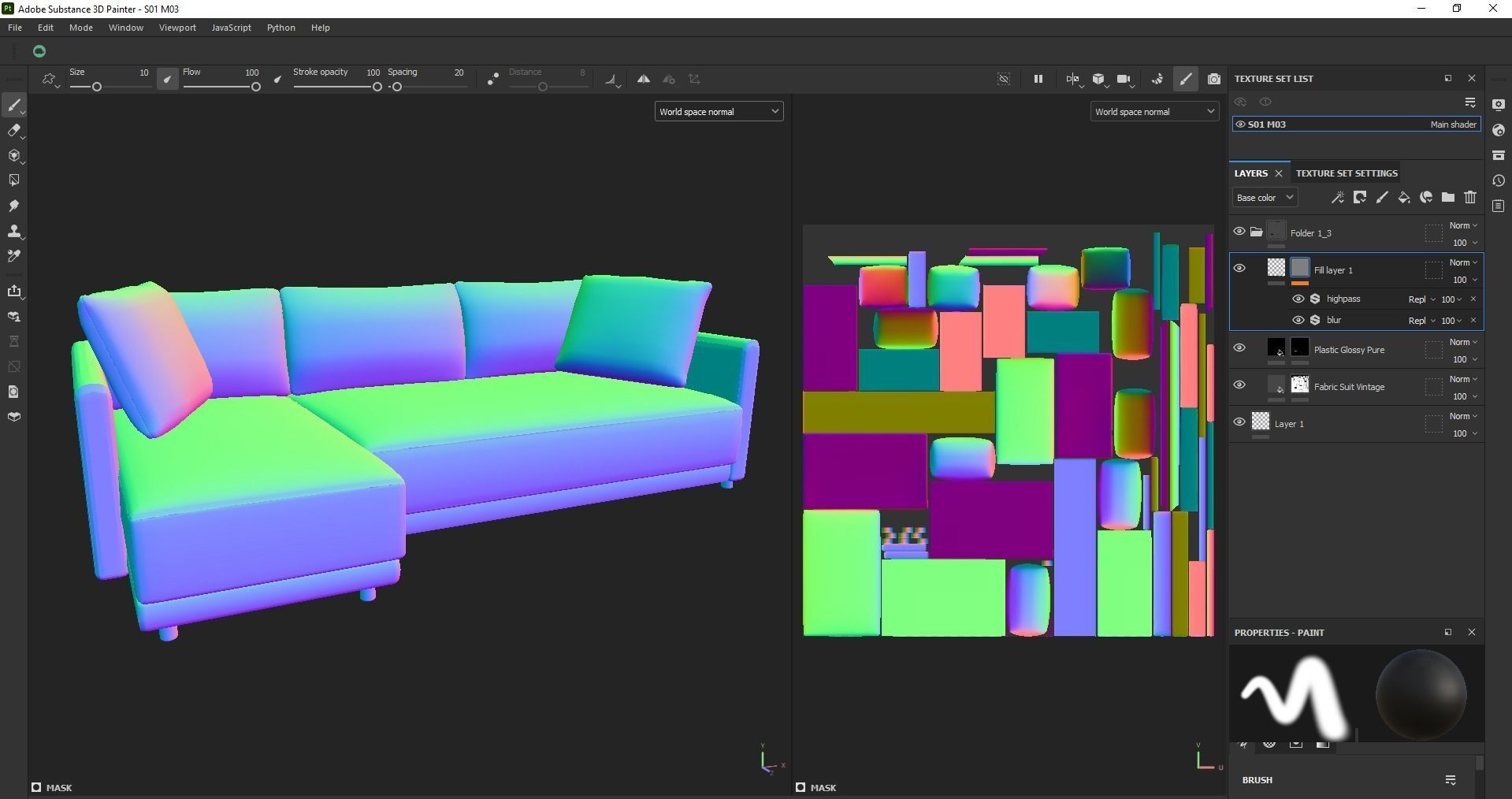sectional custom modern classic sofa Low-poly 3D model_30