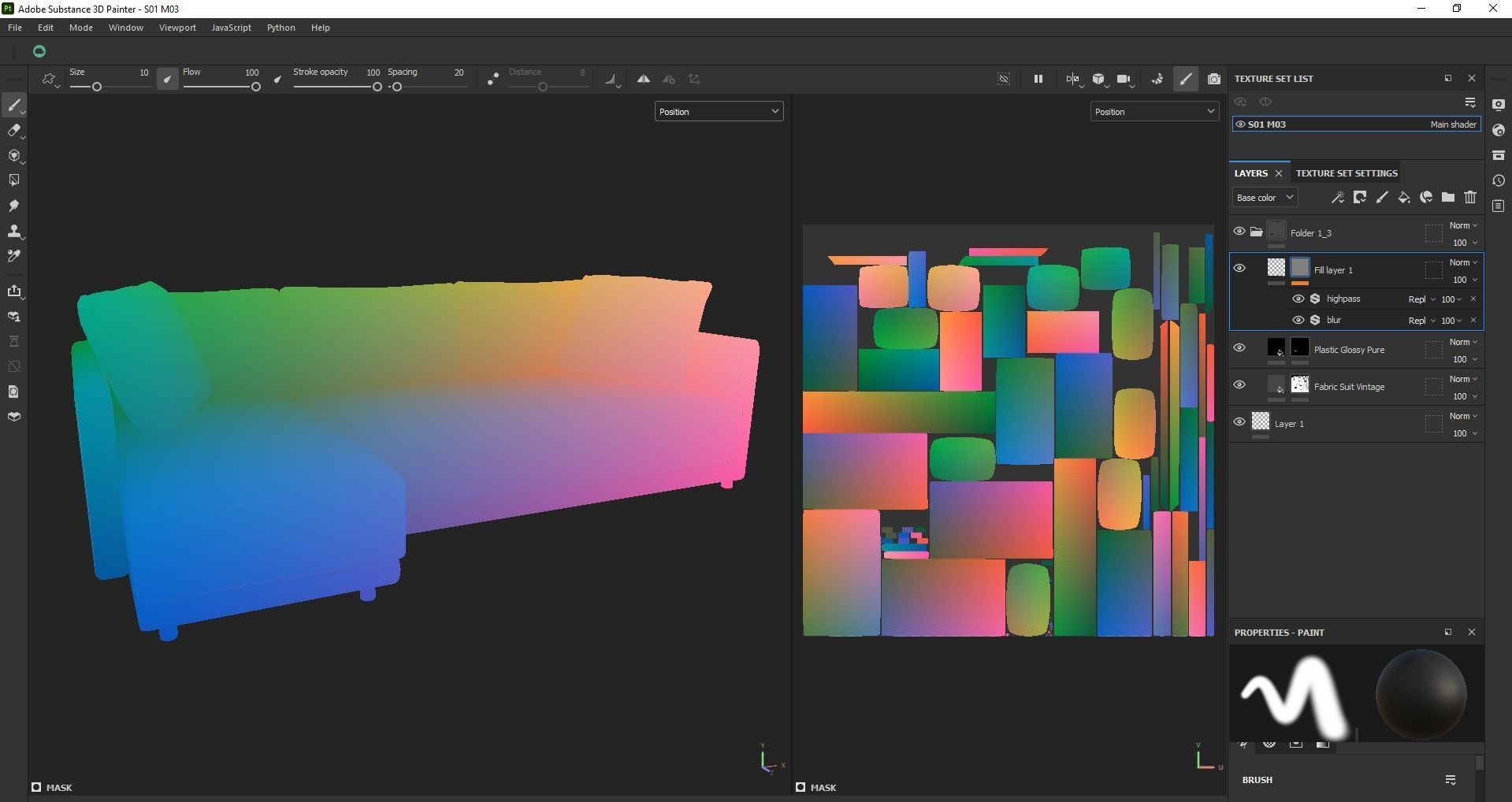 sectional custom modern classic sofa Low-poly 3D model_19
