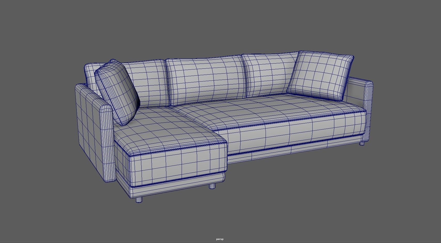sectional custom modern classic sofa Low-poly 3D model_21