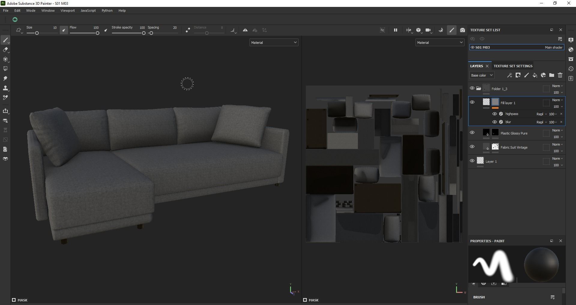 sectional custom modern classic sofa Low-poly 3D model_13
