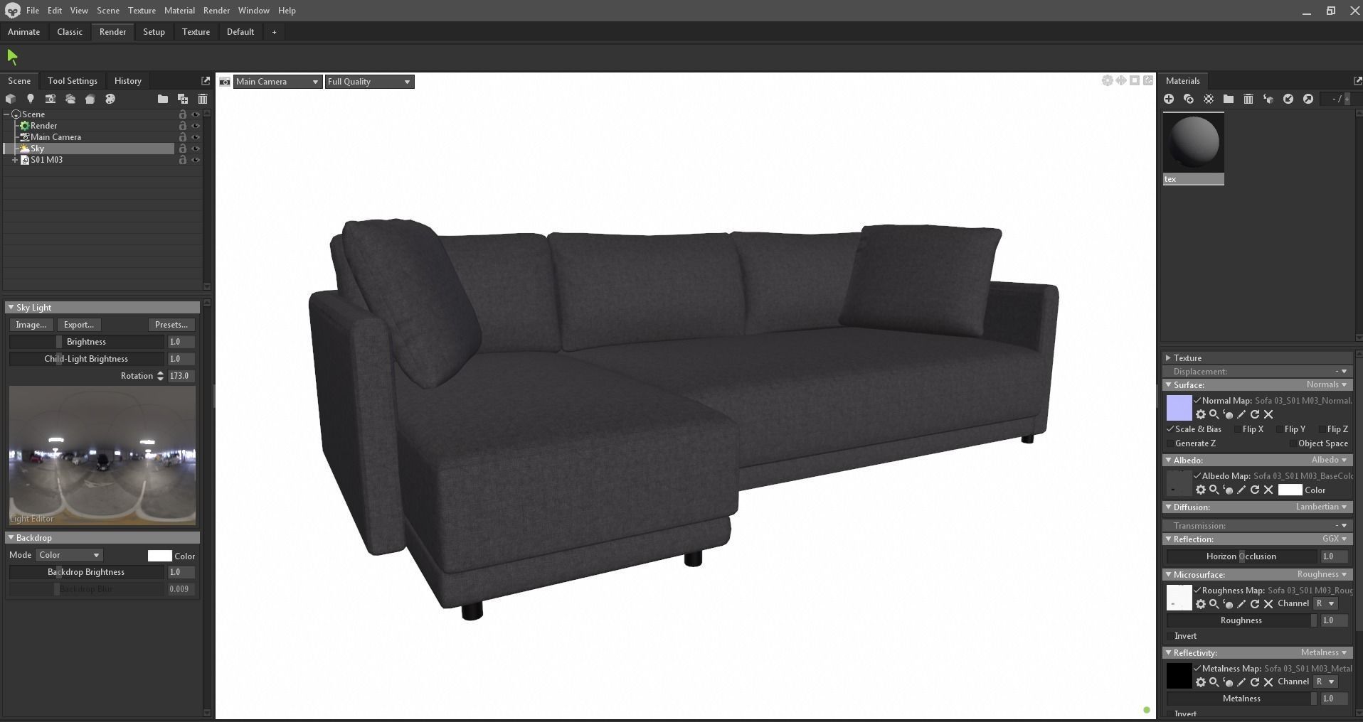 sectional custom modern classic sofa Low-poly 3D model_22