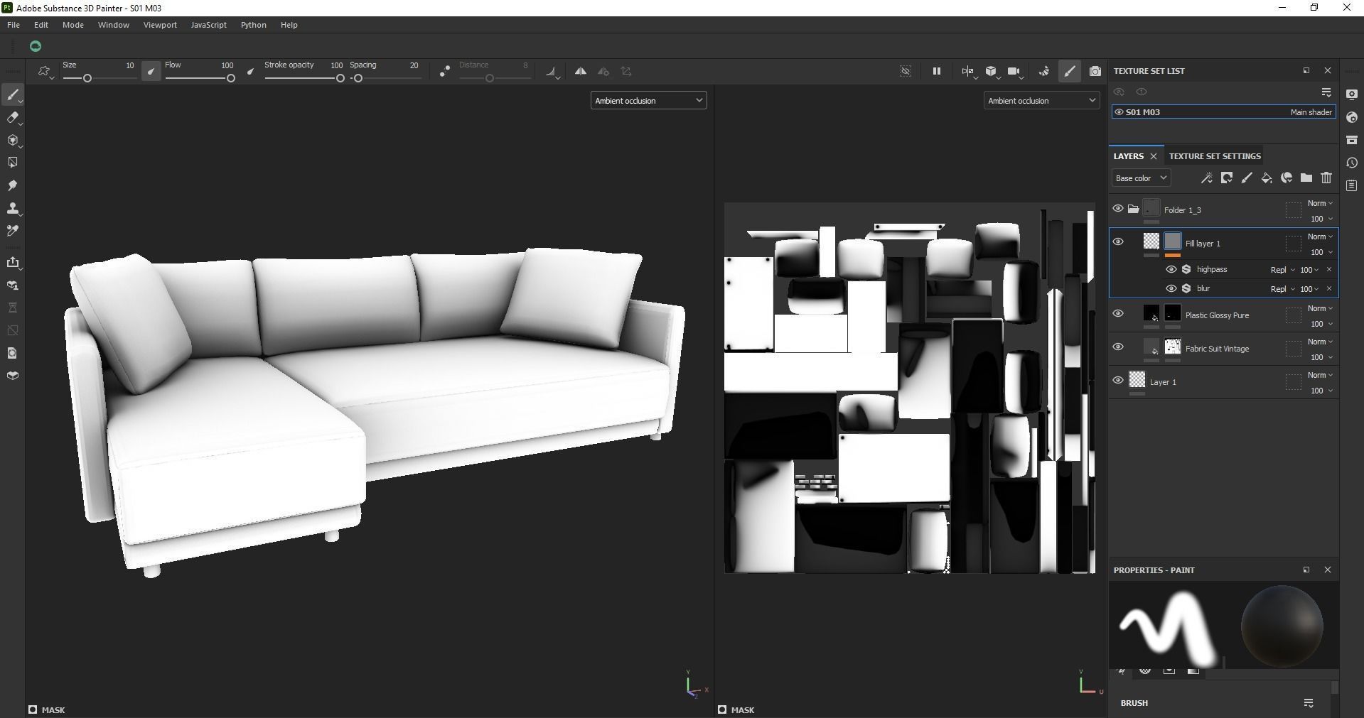 sectional custom modern classic sofa Low-poly 3D model_12