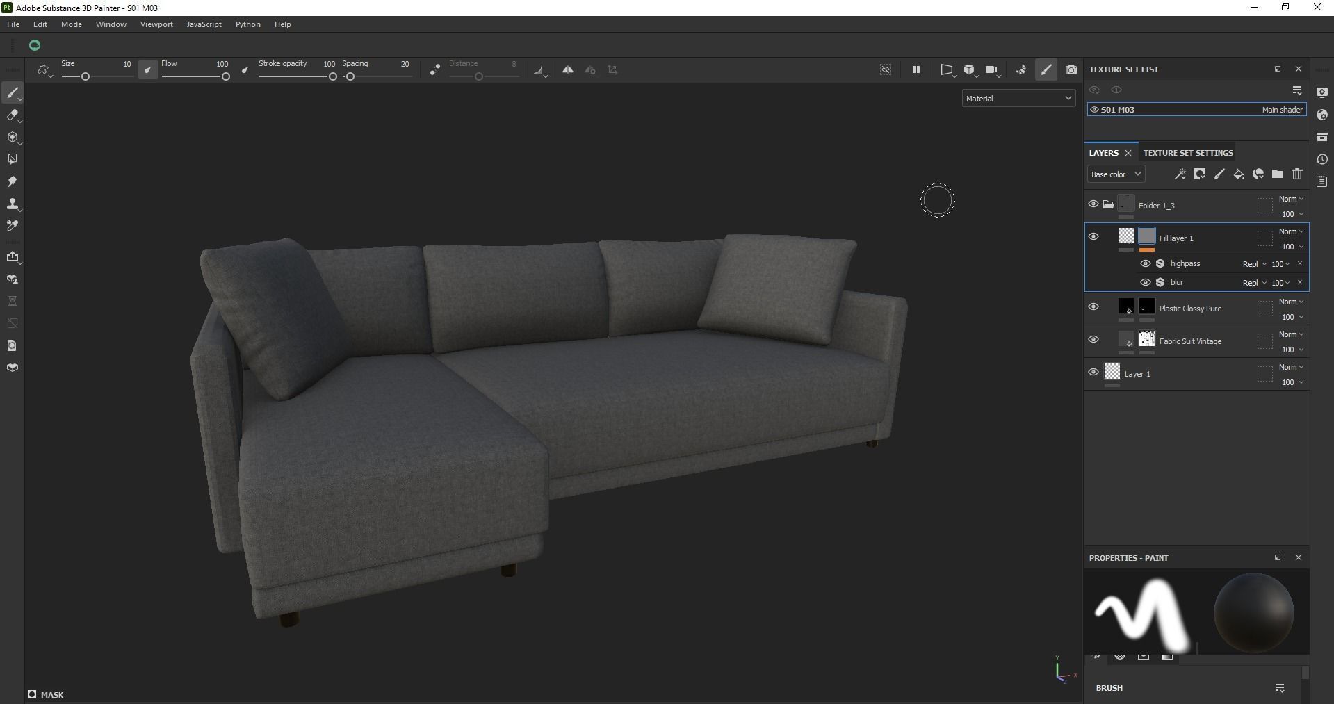 sectional custom modern classic sofa Low-poly 3D model_17
