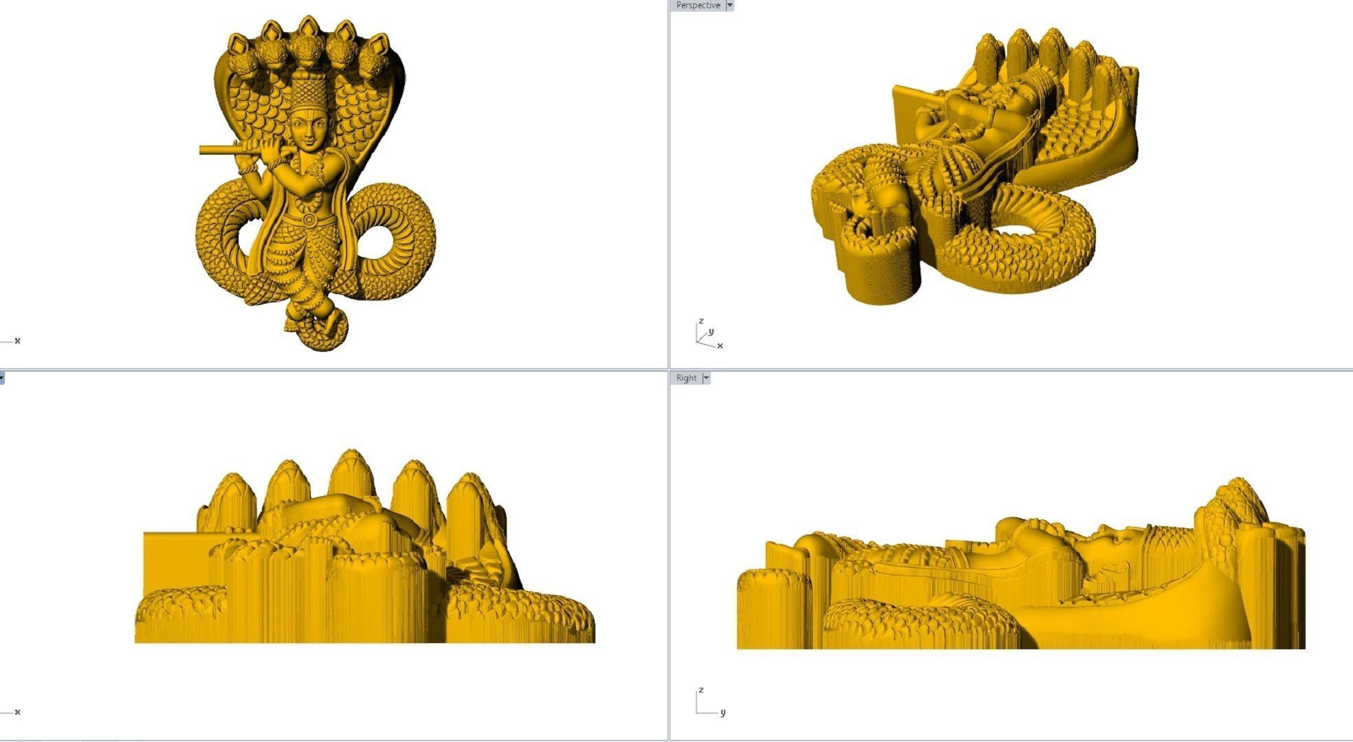 FIVE HEAD SNAKE WITH KIRSHNA DANCE 3D print model_6