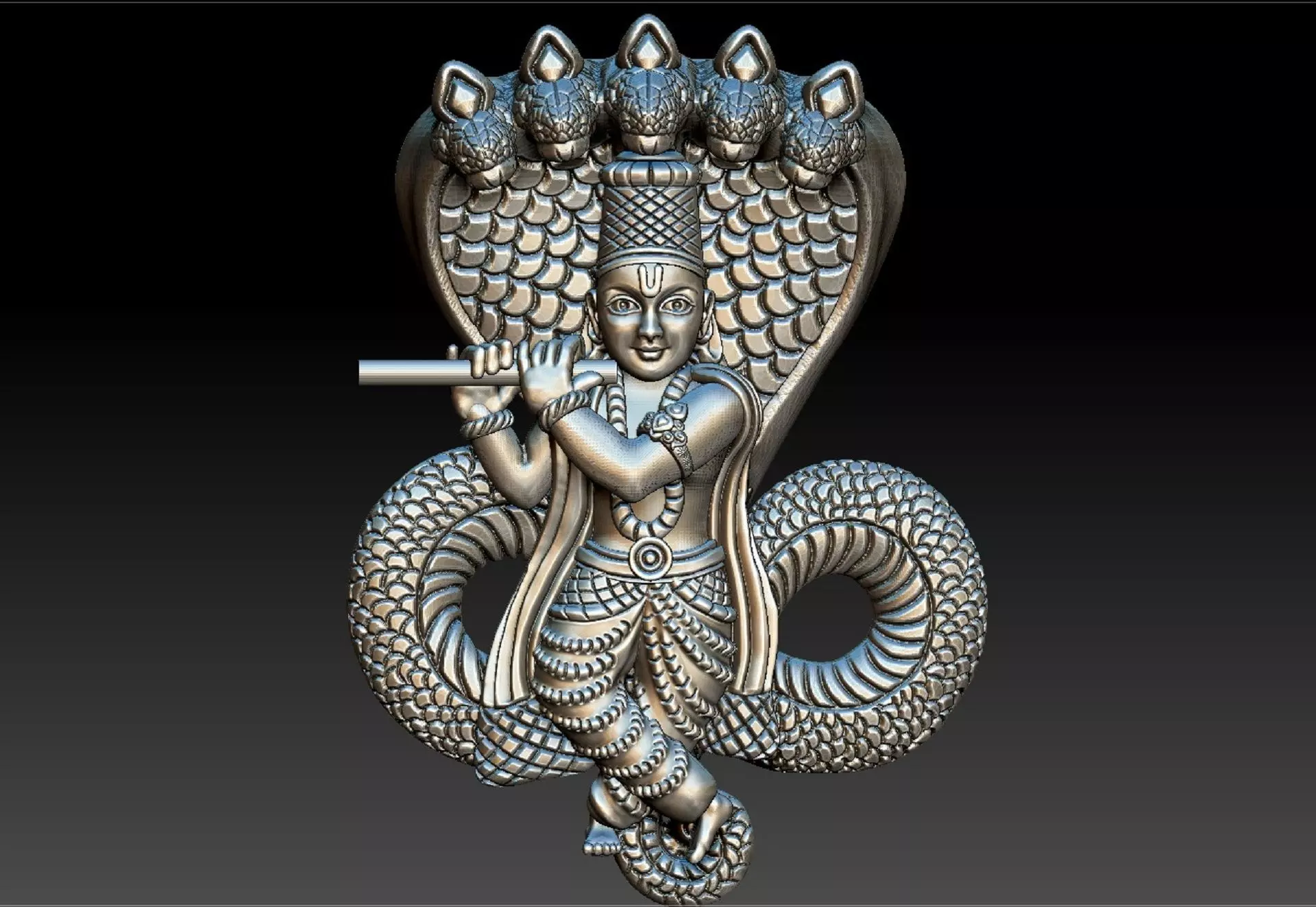 FIVE HEAD SNAKE WITH KIRSHNA DANCE 3D print model_0