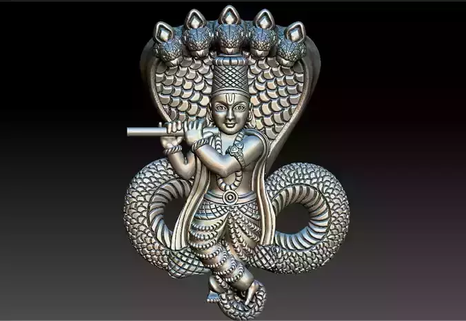 FIVE HEAD SNAKE WITH KIRSHNA DANCE