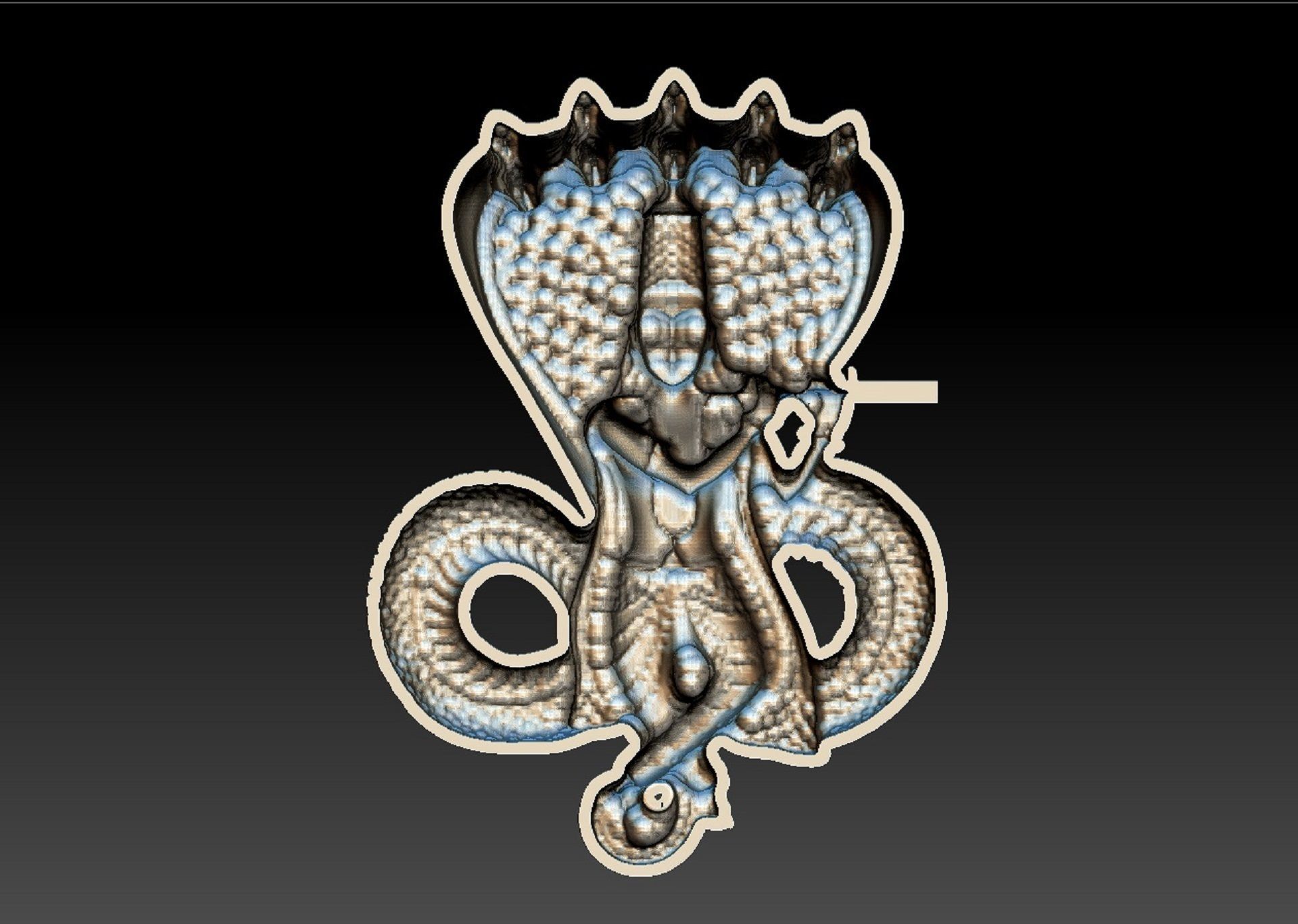 FIVE HEAD SNAKE WITH KIRSHNA DANCE 3D print model_2