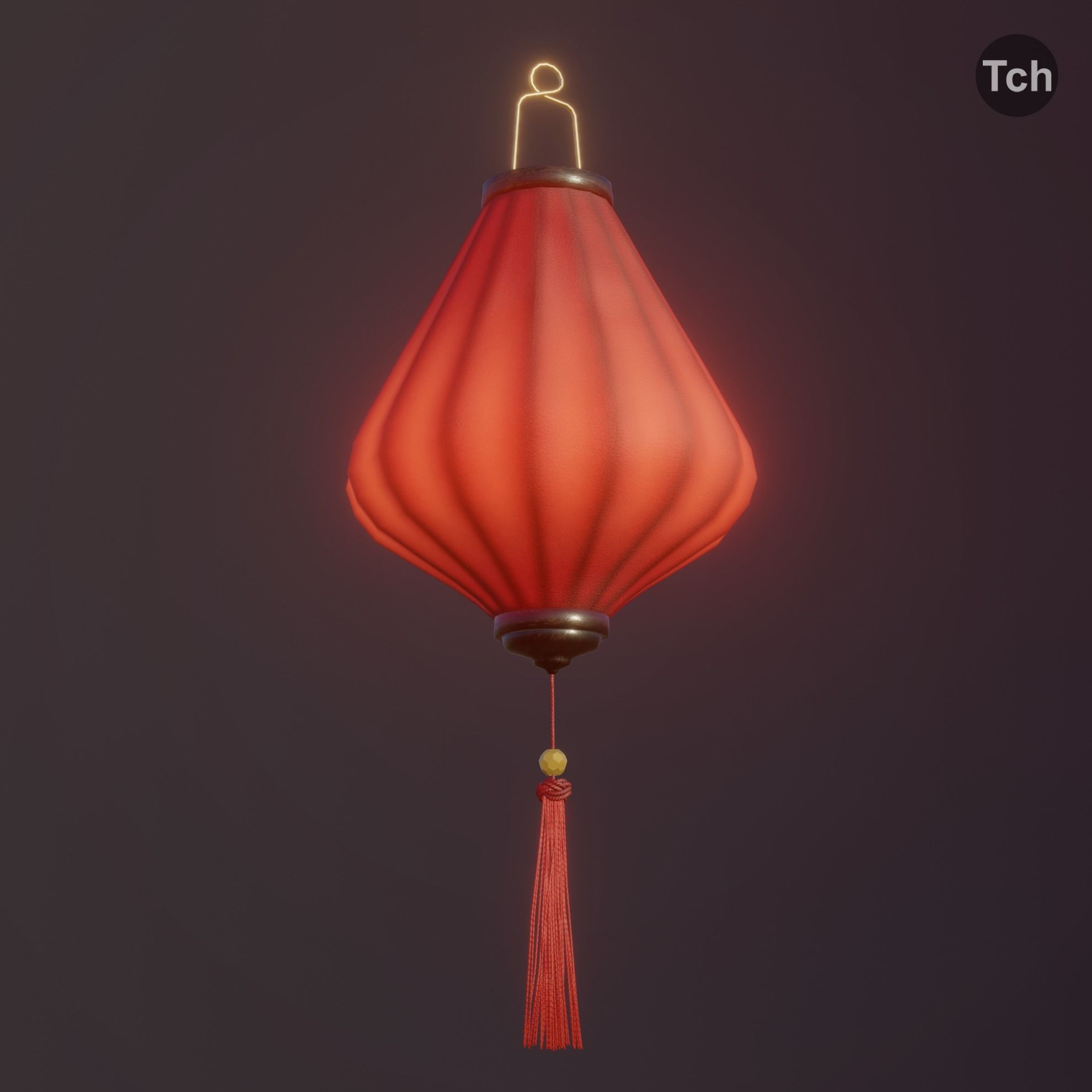 Asian silk lanterns Low-poly 3D model_13