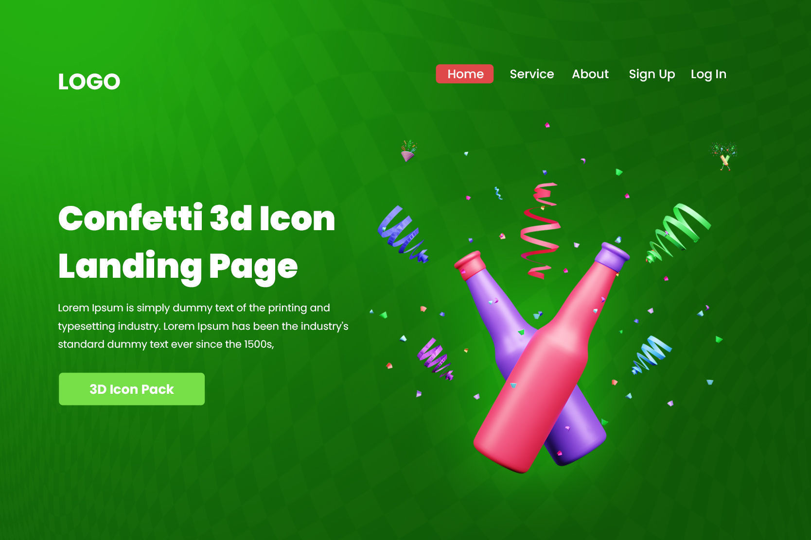 Confetti 3d Icon Illustration pack 3D model_4