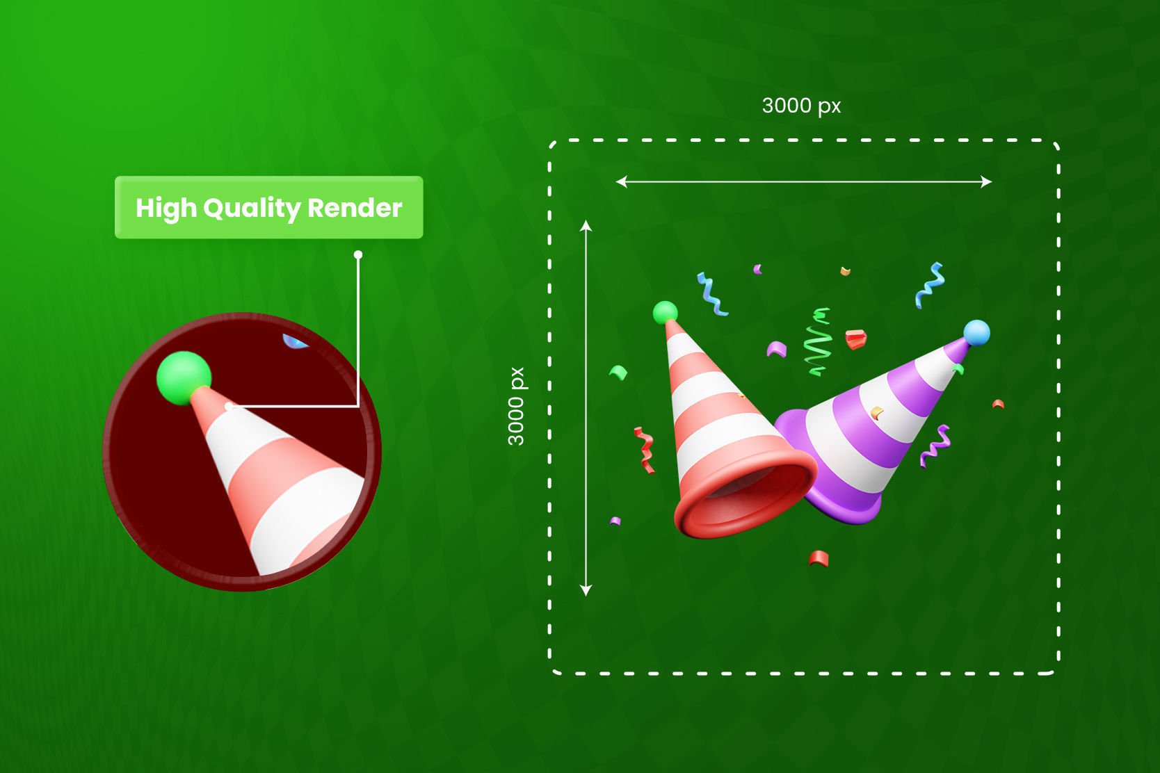 Confetti 3d Icon Illustration pack 3D model_3
