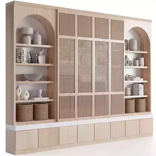 Rattan TV Wall Composition 01 3D model