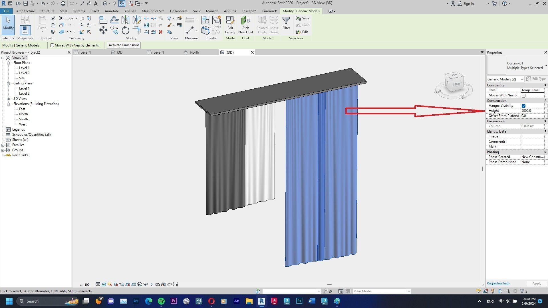 Curtain Revit Family Model 001 3D model | CGTrader