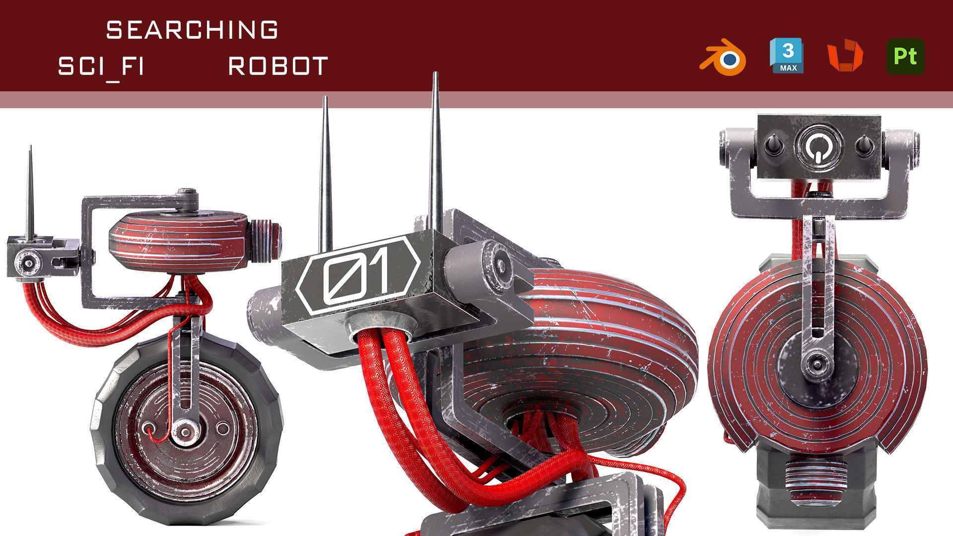 sci fi vehicle robot Low-poly 3D model_2