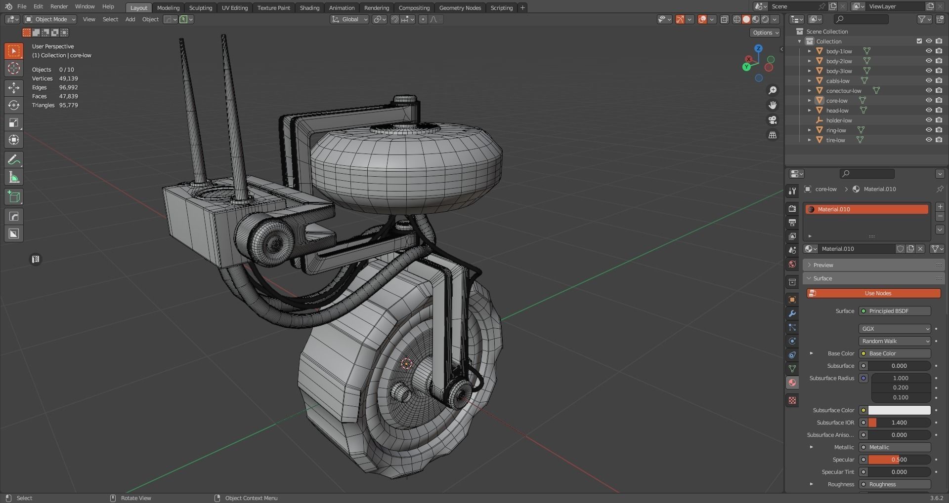 sci fi vehicle robot Low-poly 3D model_14
