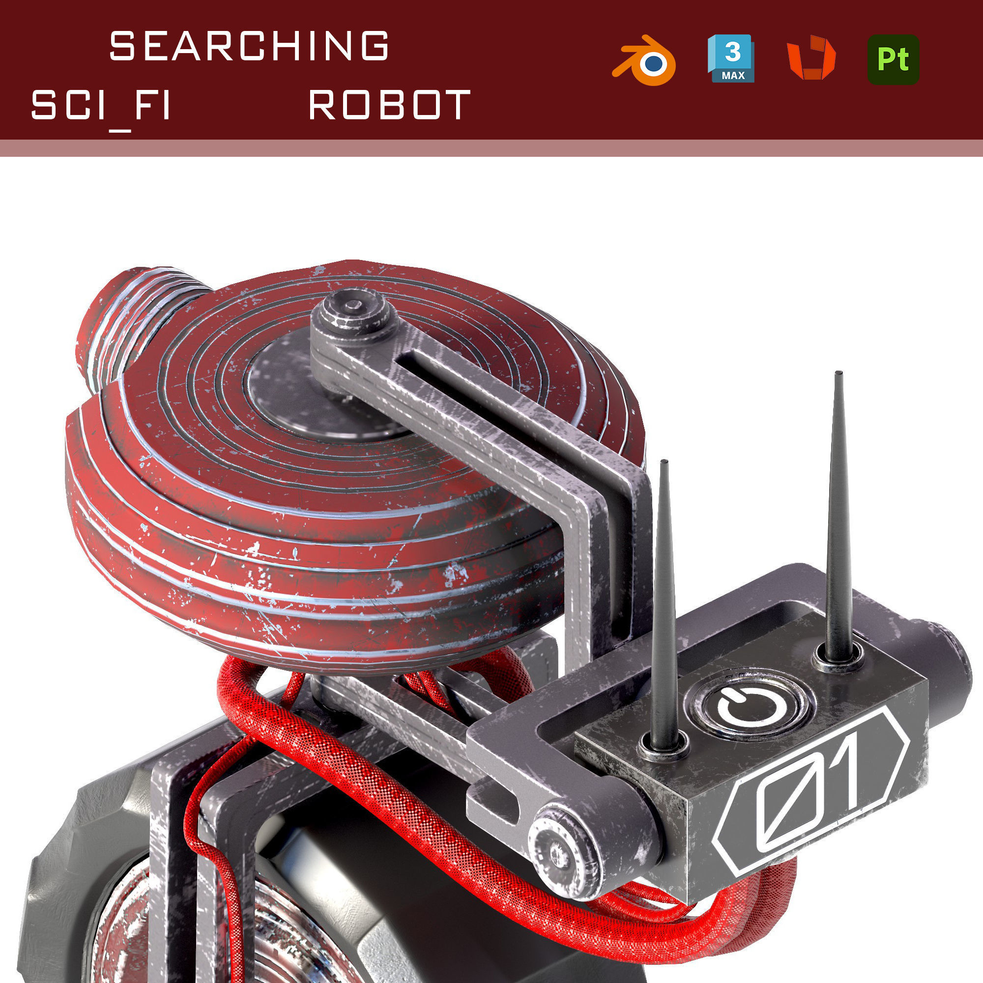 sci fi vehicle robot Low-poly 3D model_9