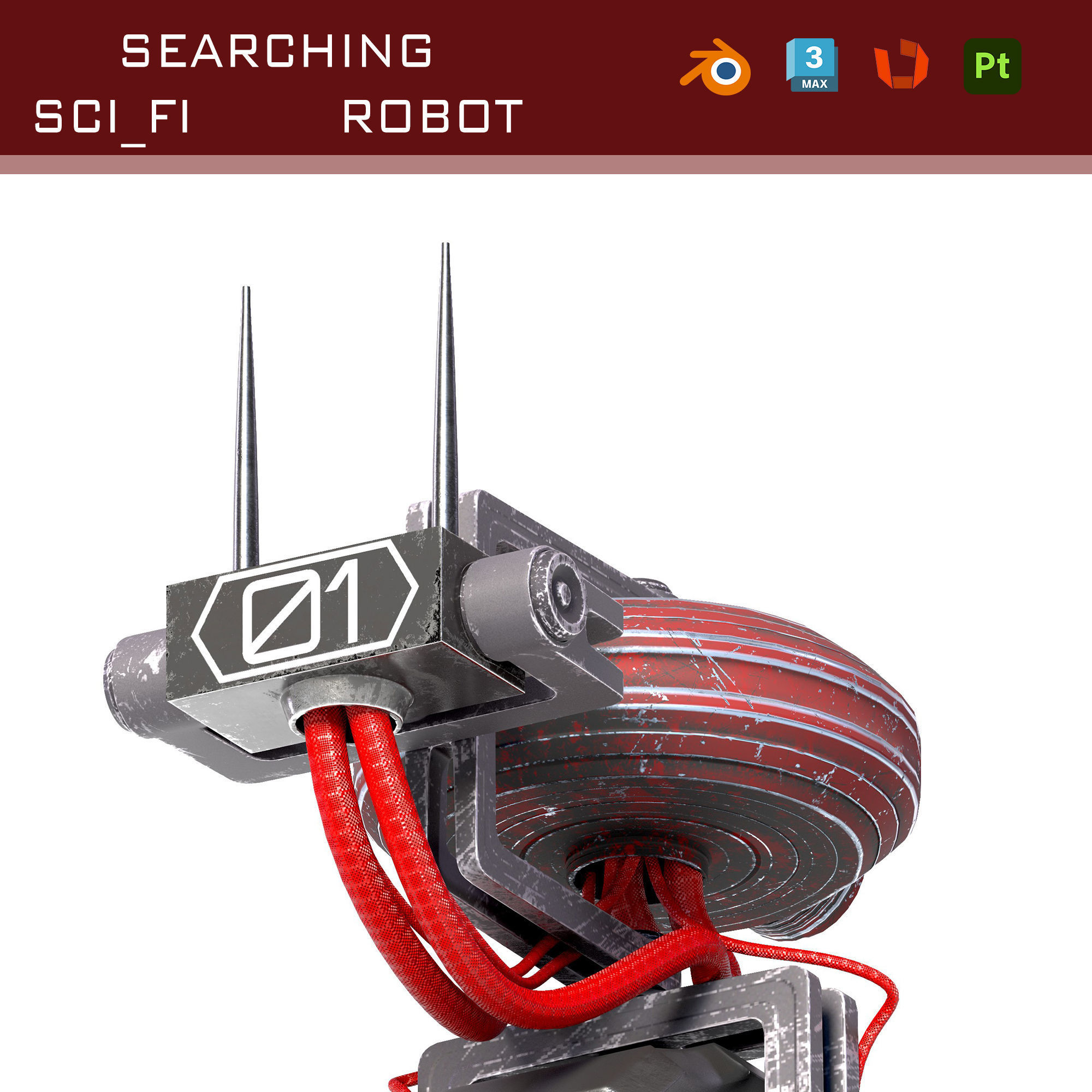 sci fi vehicle robot Low-poly 3D model_7