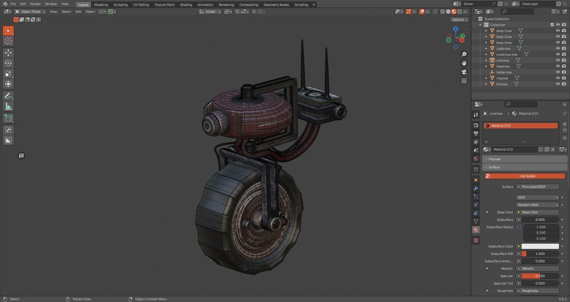 sci fi vehicle robot Low-poly 3D model_12