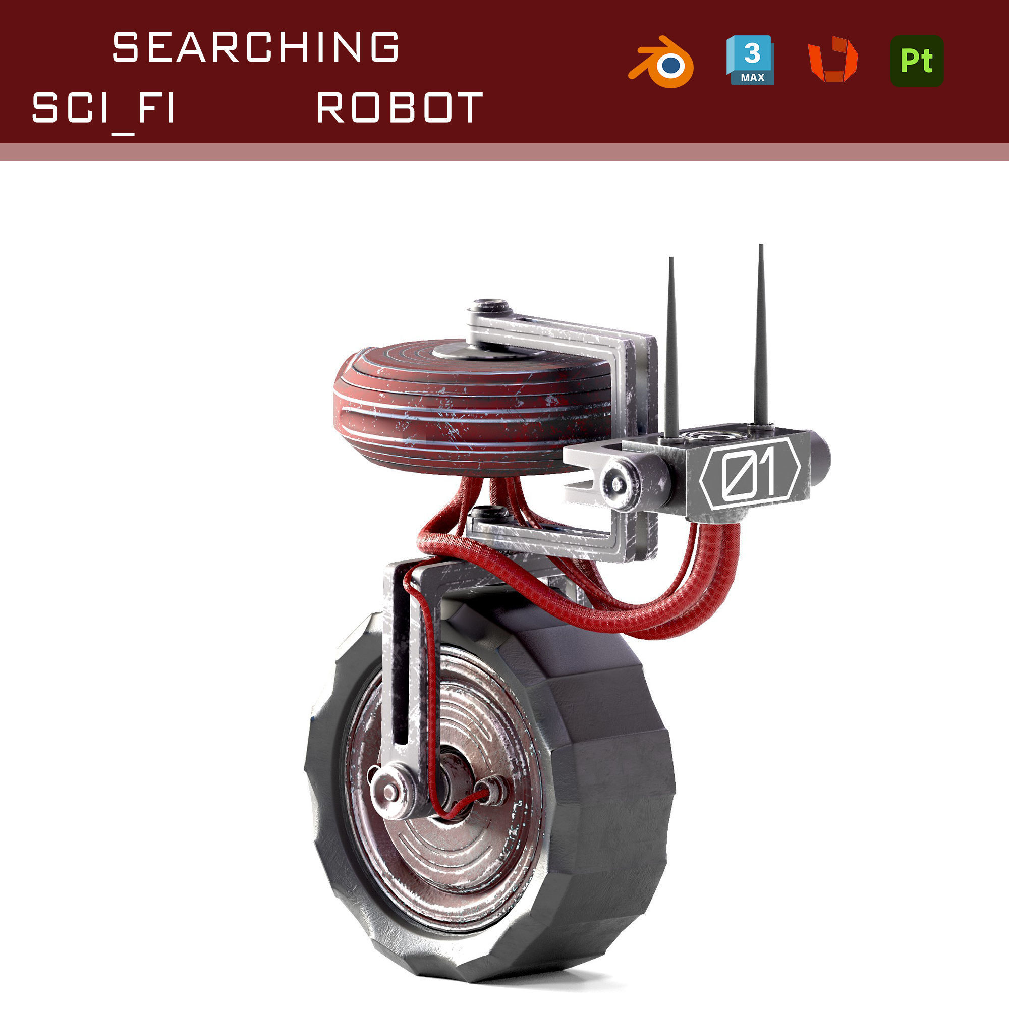 sci fi vehicle robot Low-poly 3D model_4