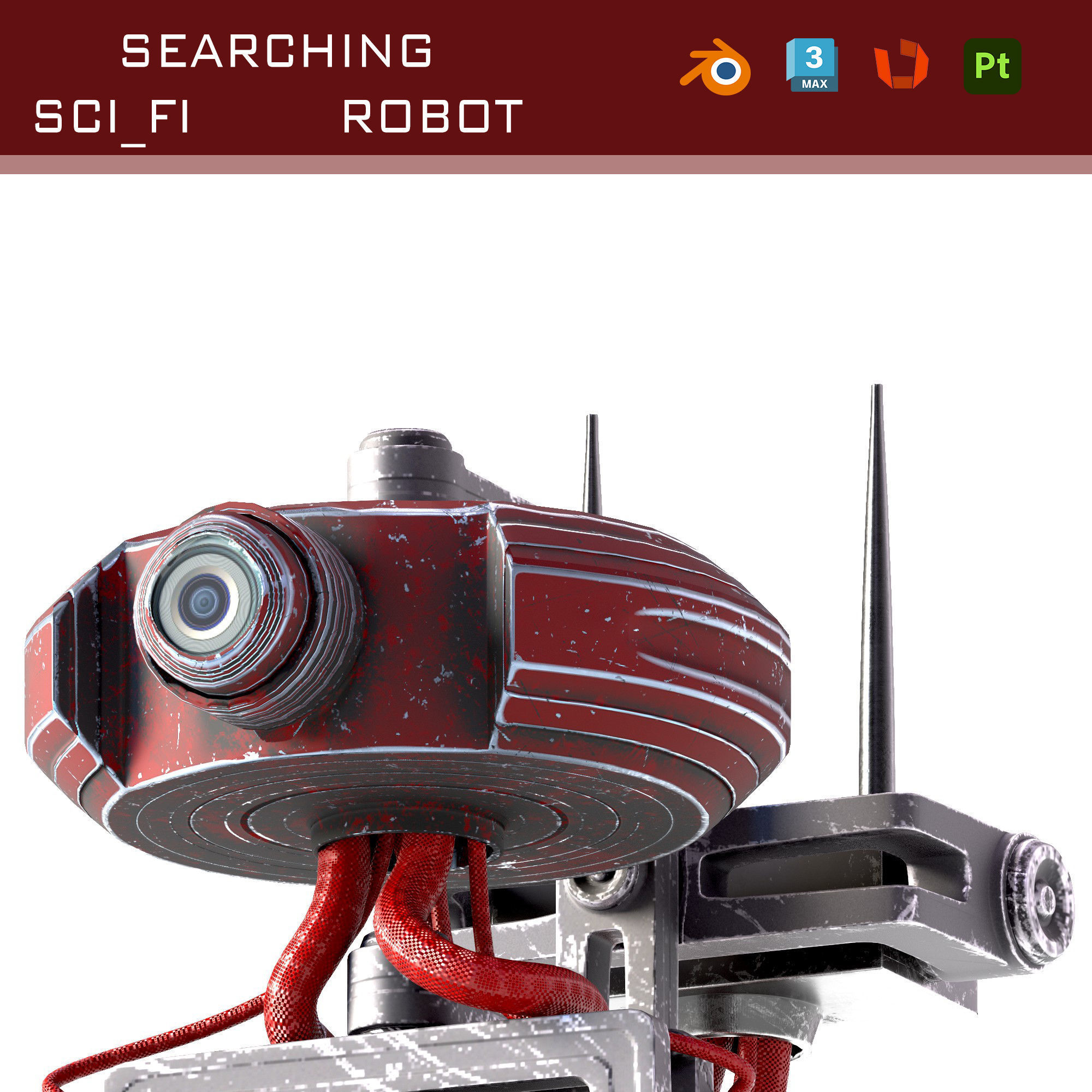 sci fi vehicle robot Low-poly 3D model_11