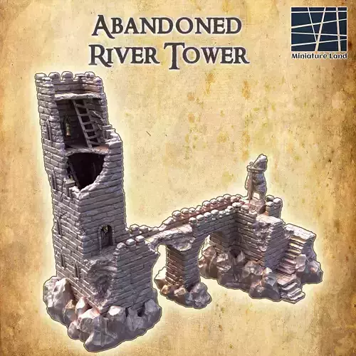 Abandoned River Tower Tabletop Terrain 28 MM 3D print model