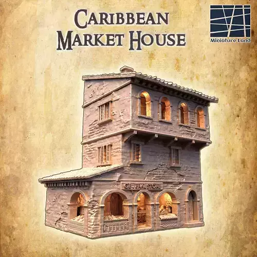 Caribbean Market House Tabletop Terrain 28 MM 3D print model