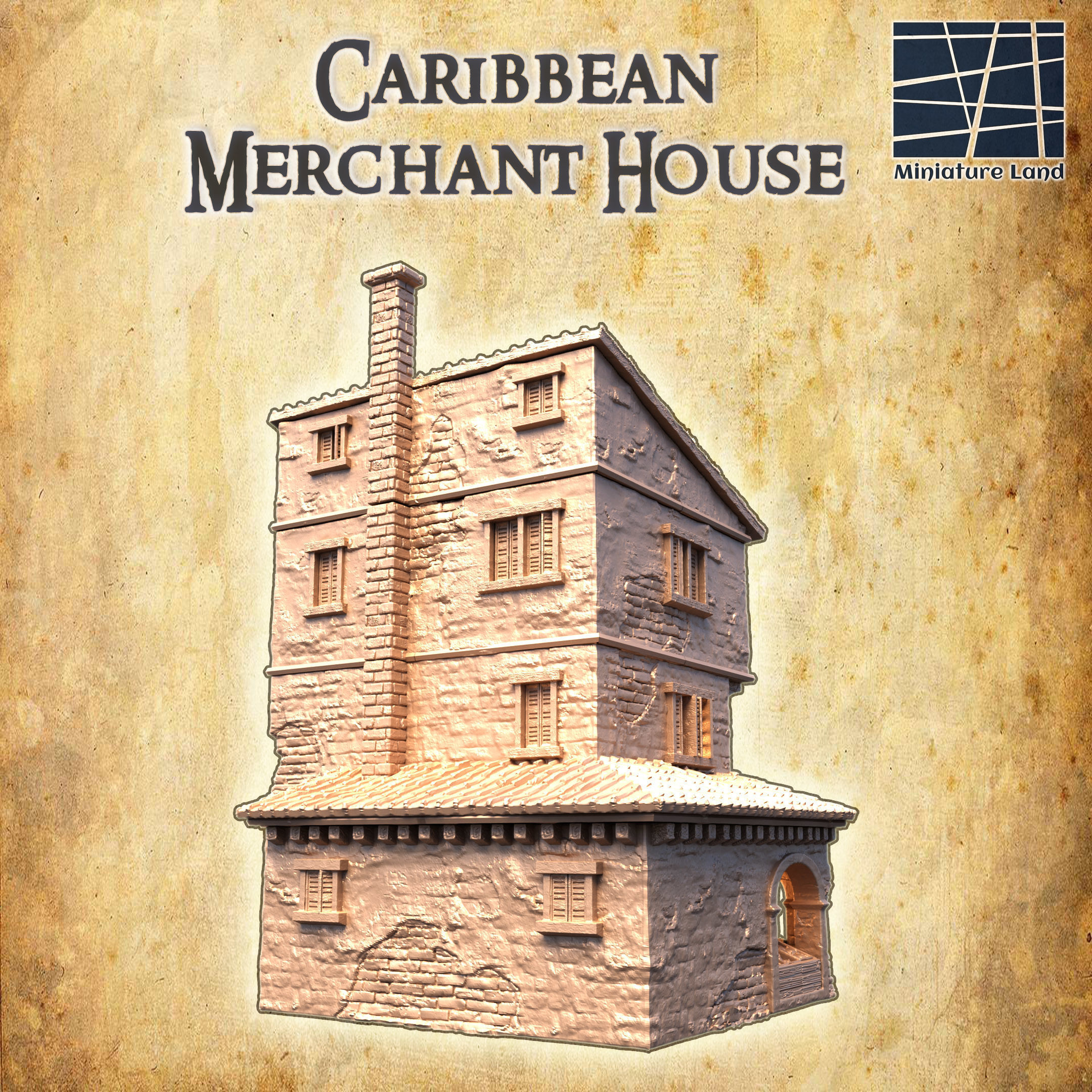 Caribbean Market House Tabletop Terrain 28 MM 3D print model_3