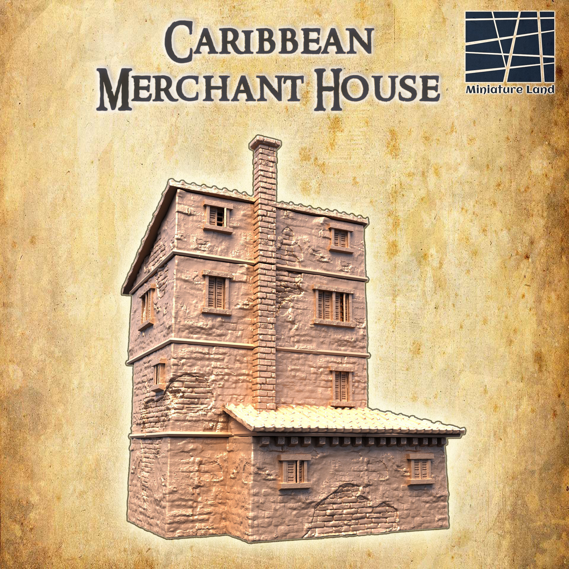Caribbean Market House Tabletop Terrain 28 MM 3D print model_2