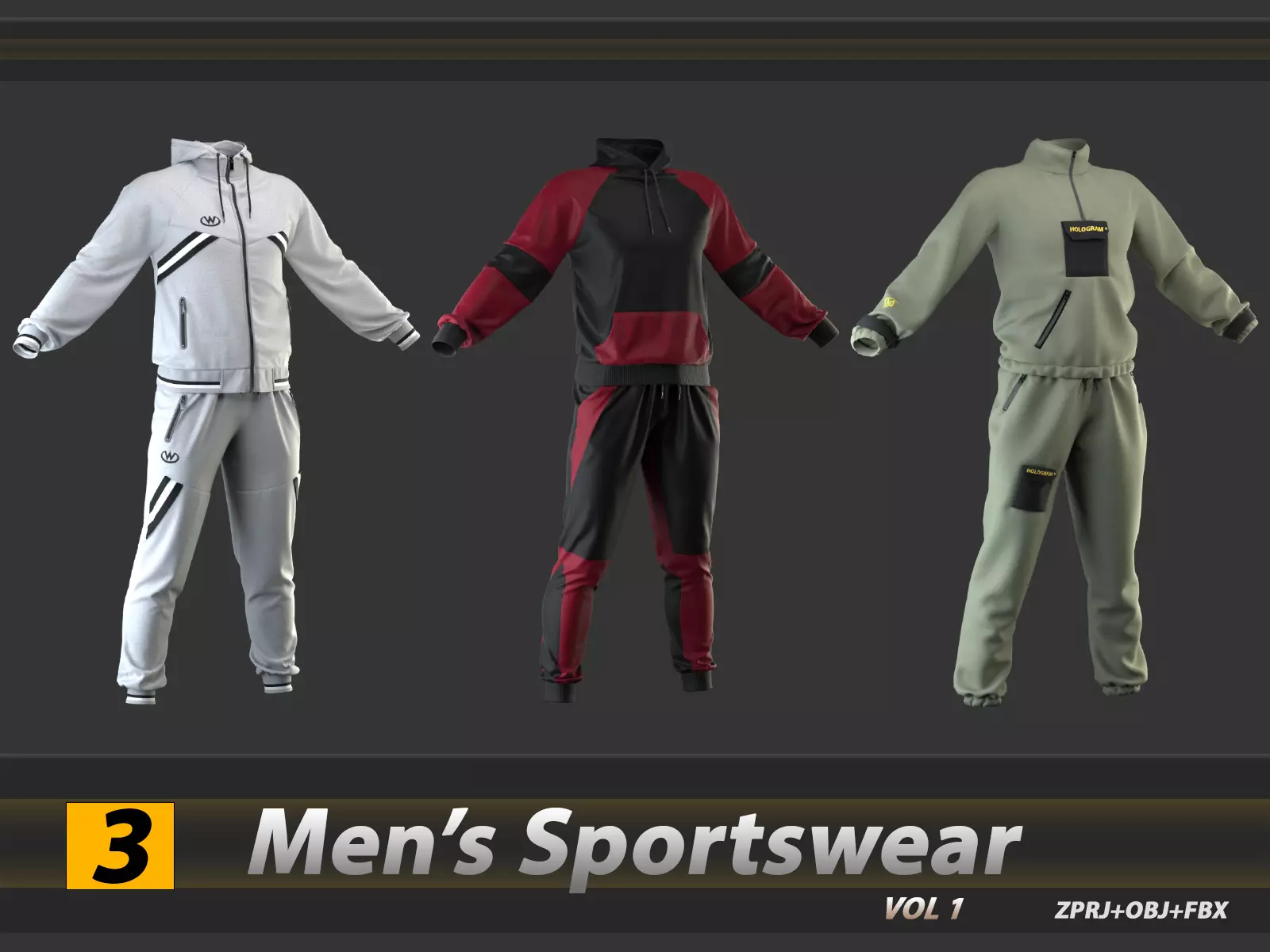 3 Men Sportswear 3D model