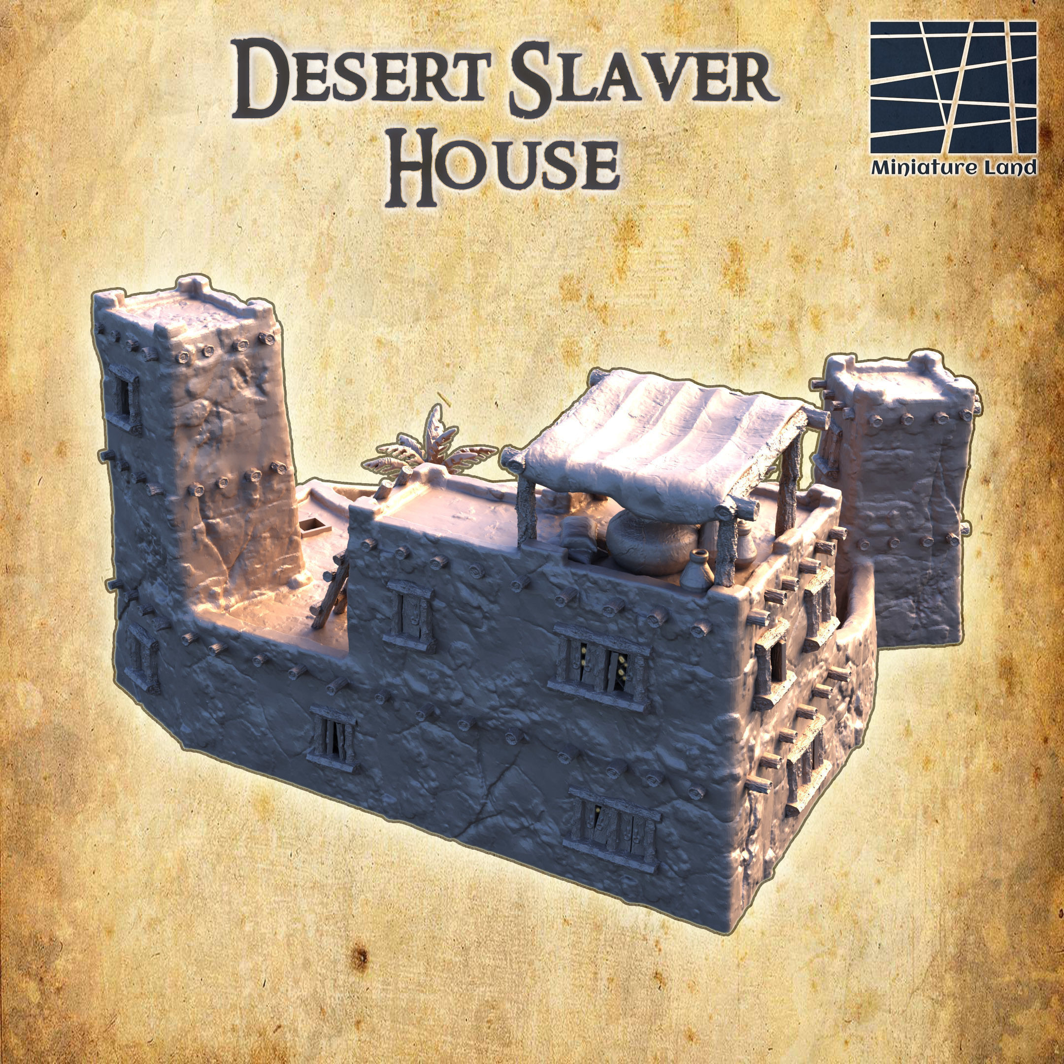 Desert Slaver House Tabletop Terrain 28 MM 3D print model_2