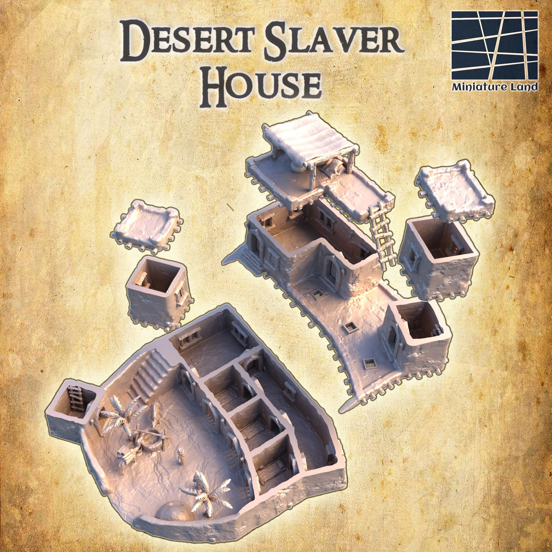 Desert Slaver House Tabletop Terrain 28 MM 3D print model_4