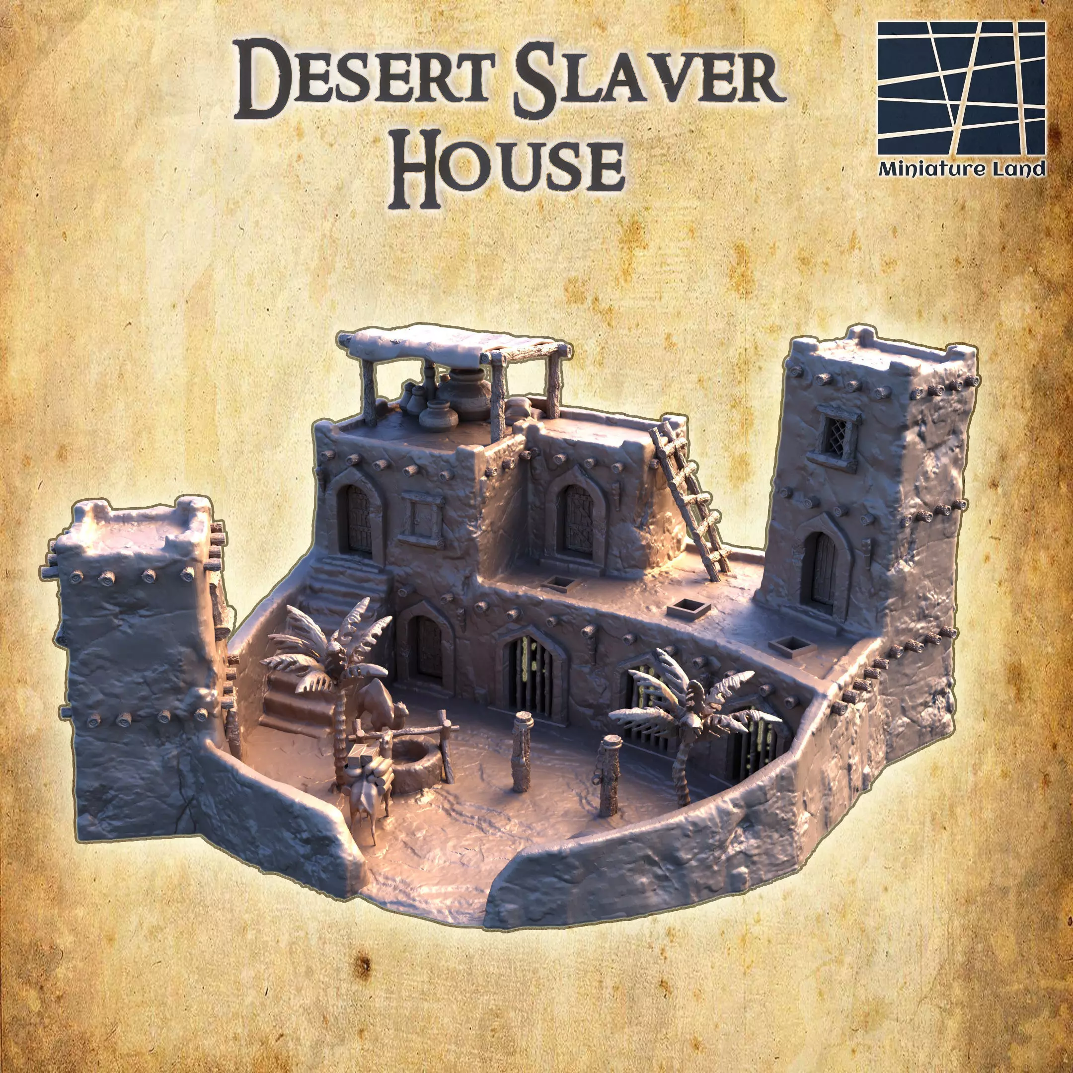 Desert Slaver House Tabletop Terrain 28 MM 3D print model_0