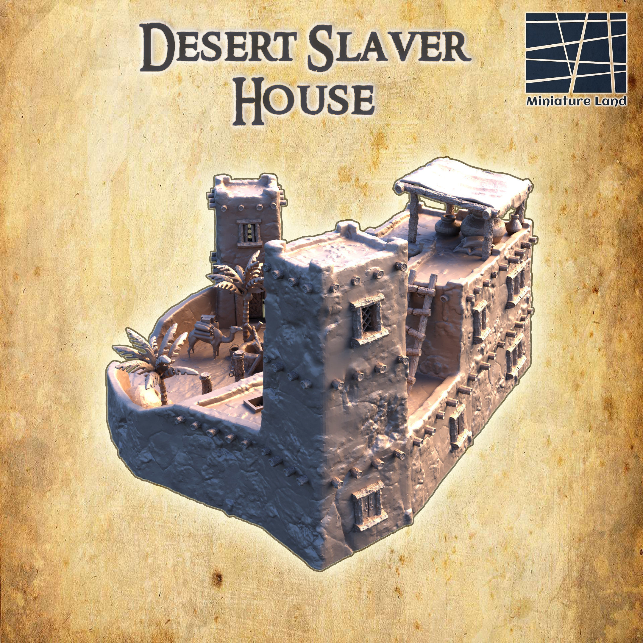 Desert Slaver House Tabletop Terrain 28 MM 3D print model_3