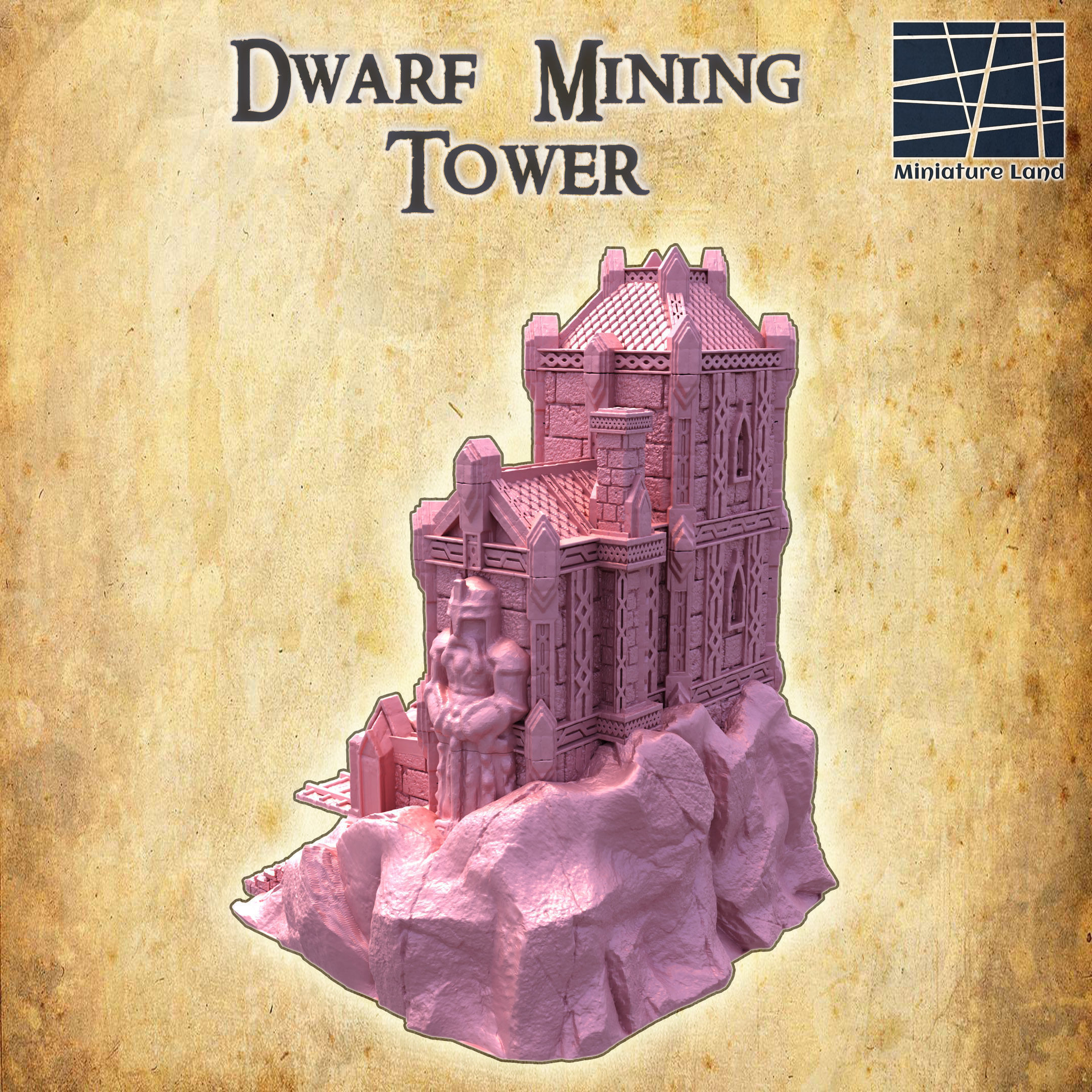 Dwarf Mining Tower Tabletop Terrain 28 MM 3D print model_3