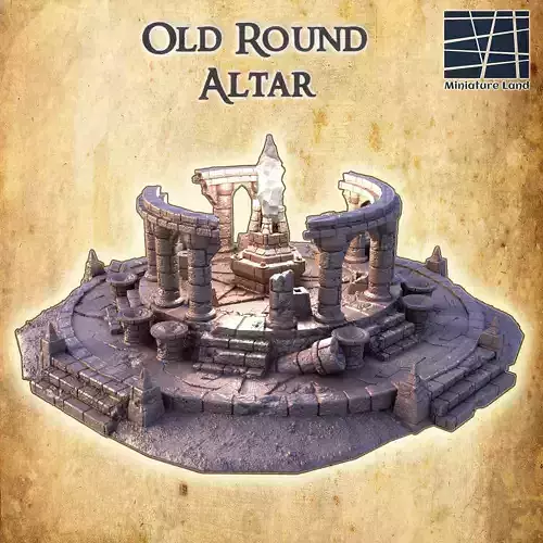 Old Round Altar Tabletop Terrain 28 MM