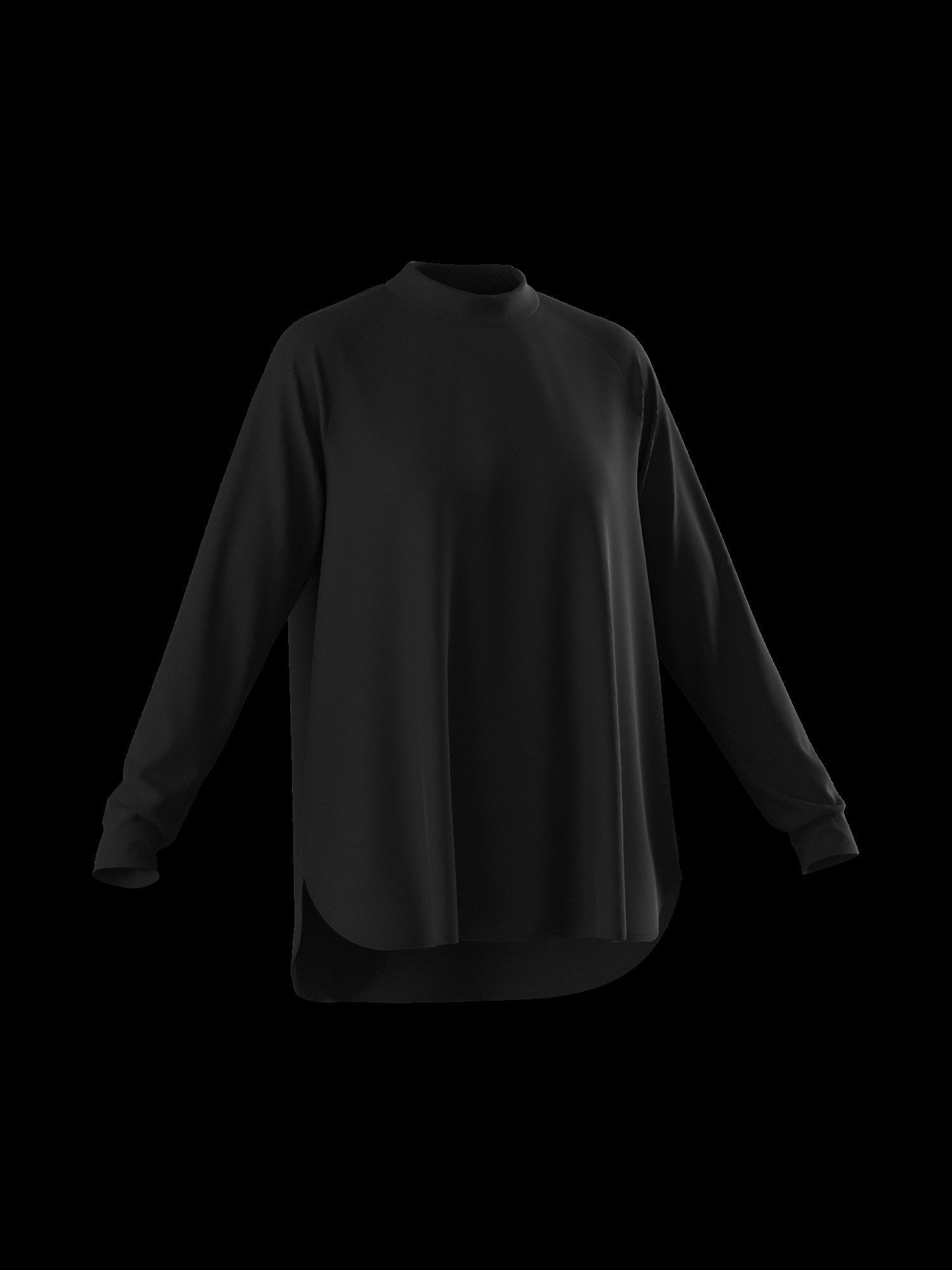 Female oversized raglan longsleeve 3D model_2