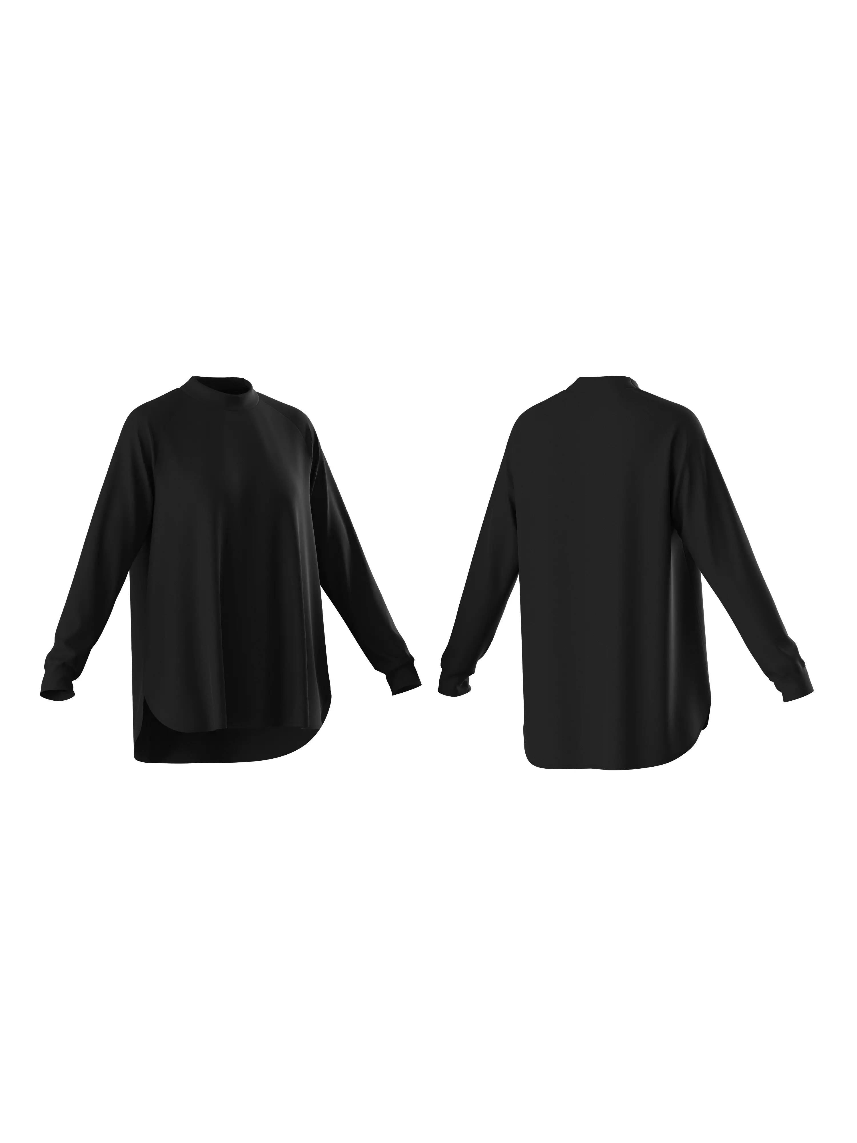 Female oversized raglan longsleeve 3D model_0