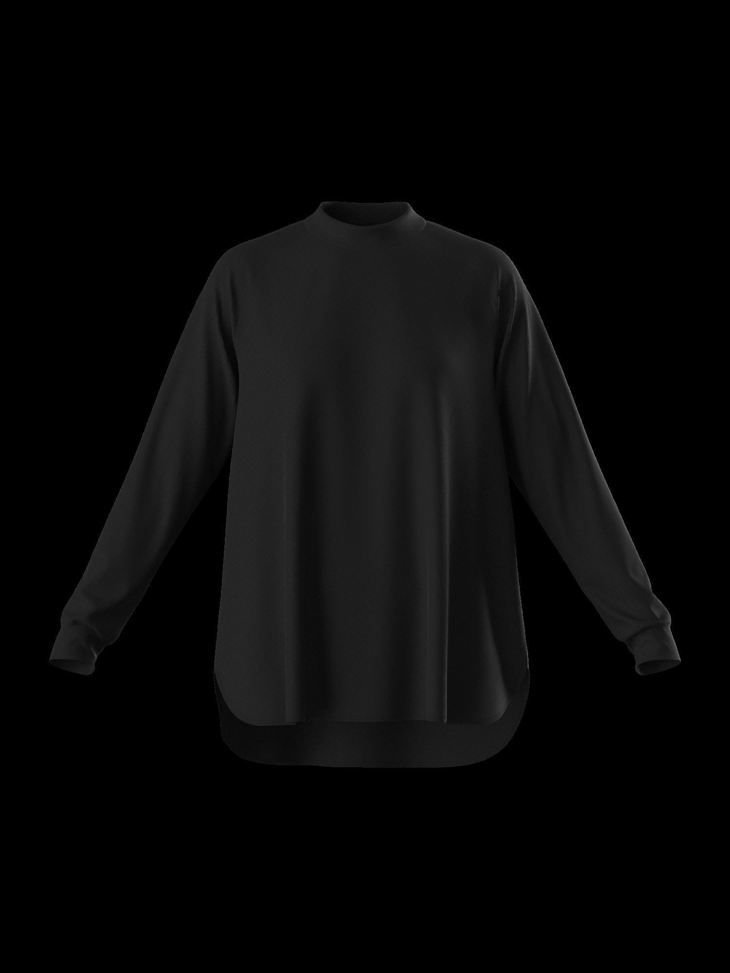 Female oversized raglan longsleeve 3D model_1