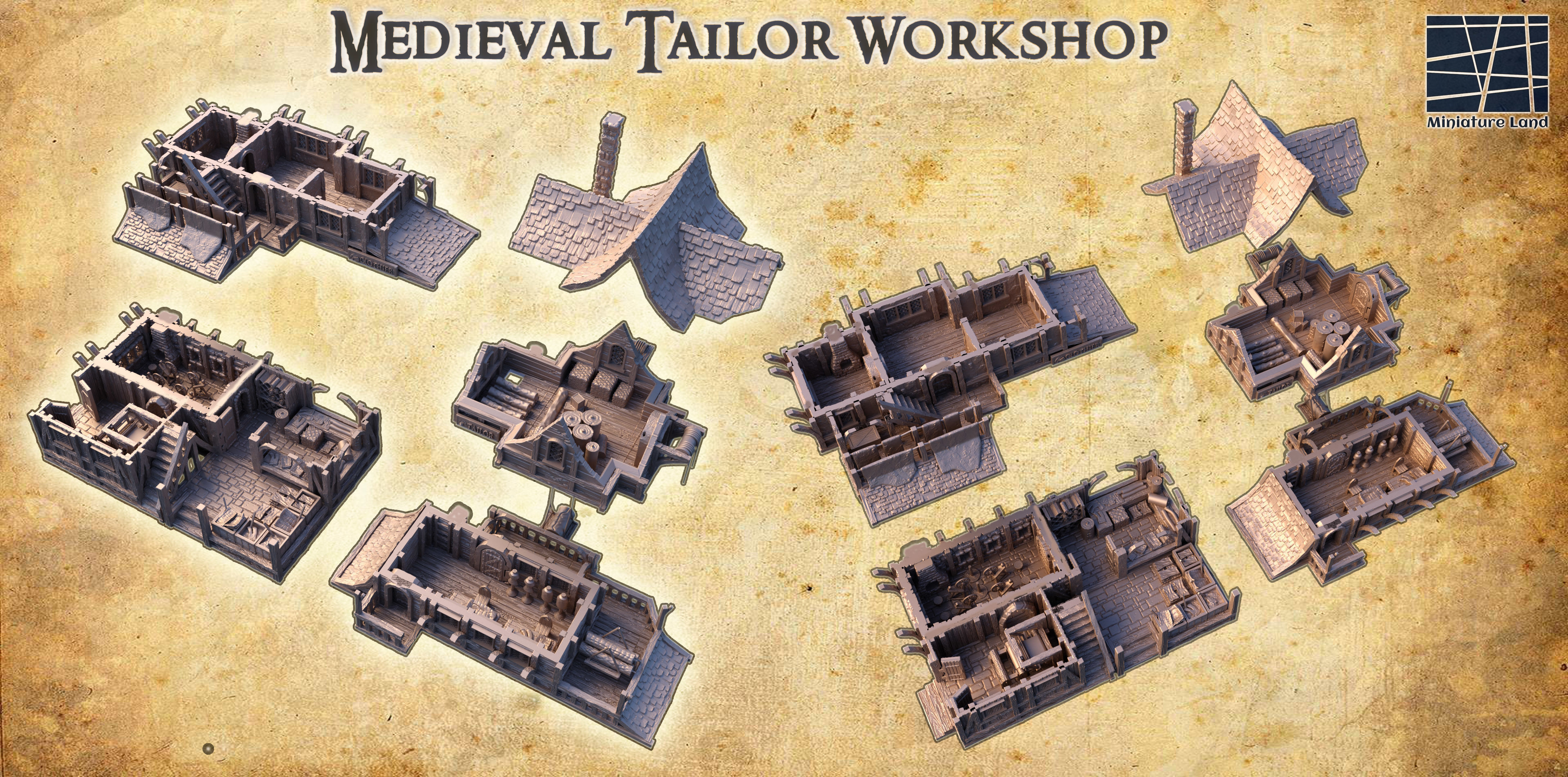 Medieval Tailor Workshop Tabletop Terrain 28 MM 3D print model_4