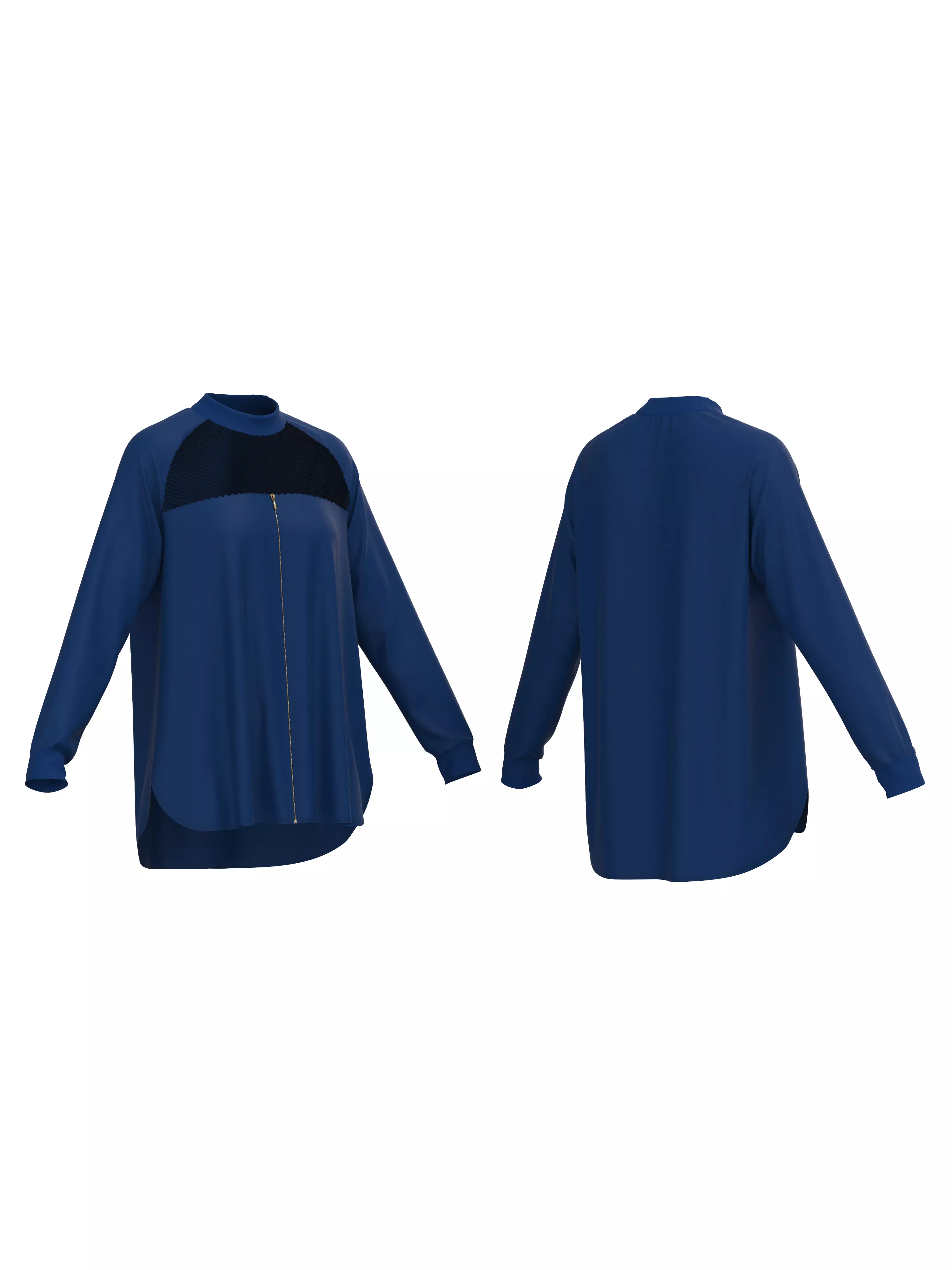 Female oversized raglan longsleeve 3D model_0