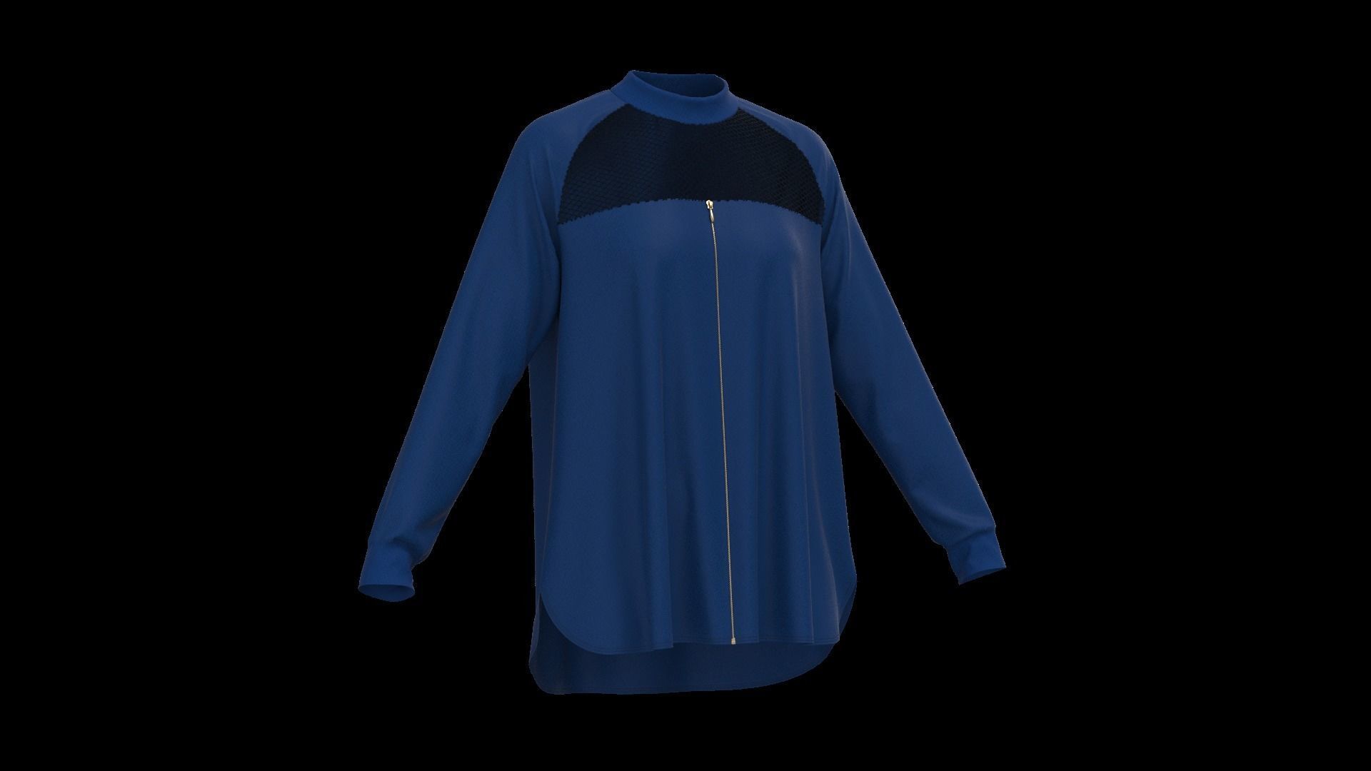 Female oversized raglan longsleeve 3D model_2