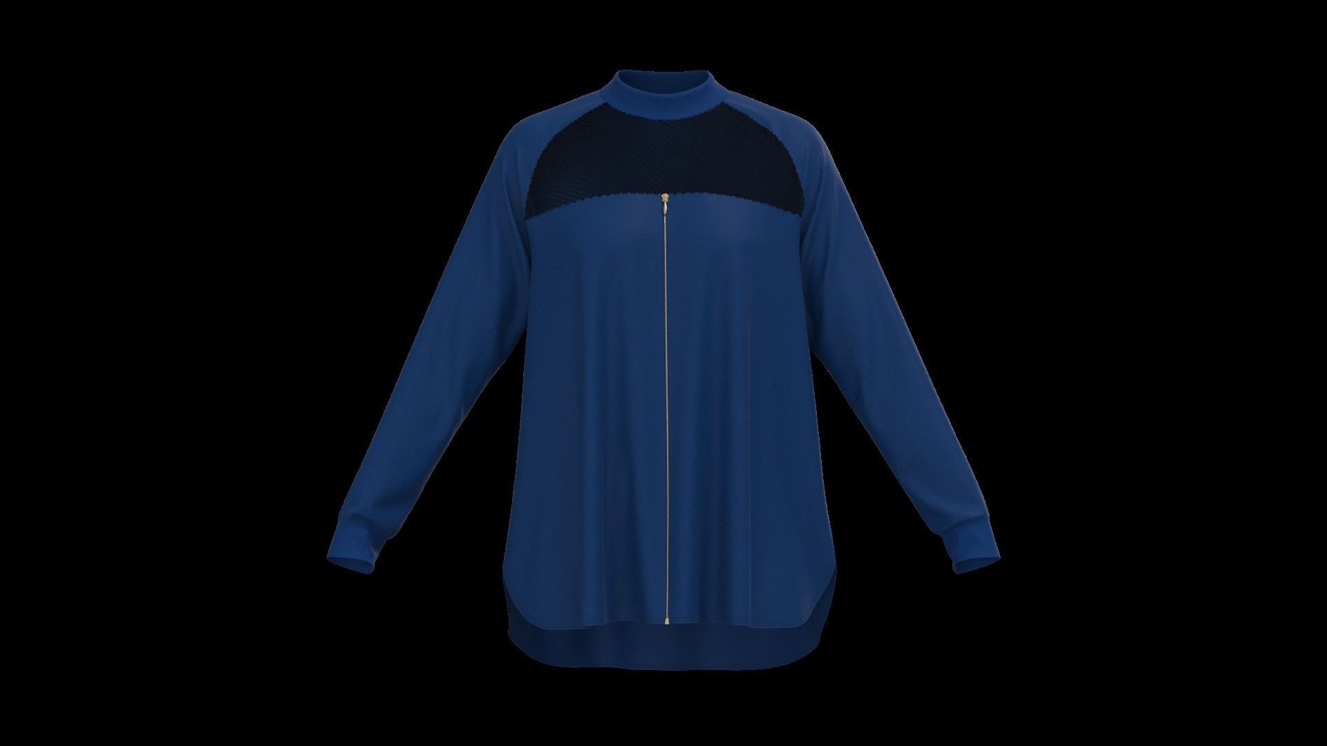 Female oversized raglan longsleeve 3D model_1