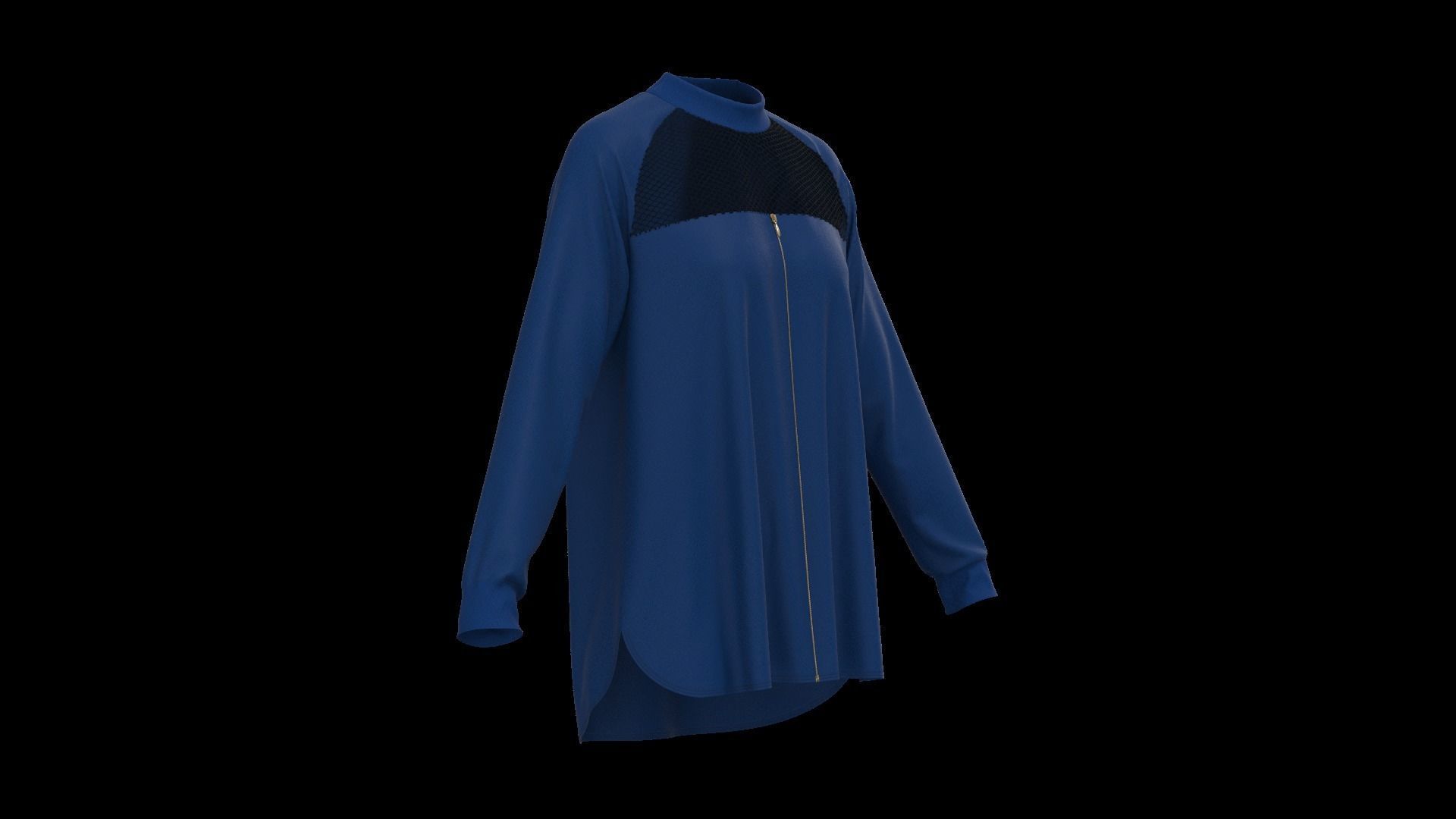 Female oversized raglan longsleeve 3D model_3