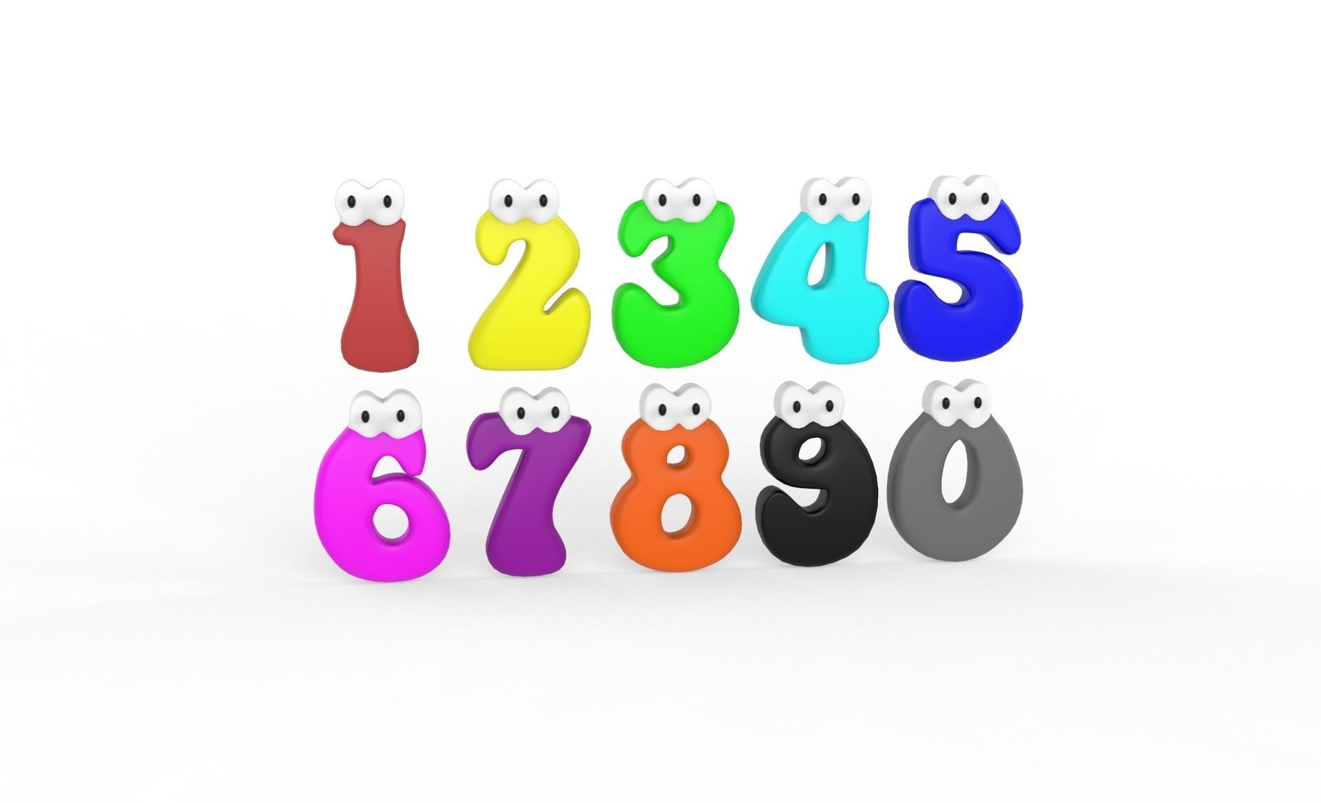 Cartoon Number v005 Low-poly 3D model_1