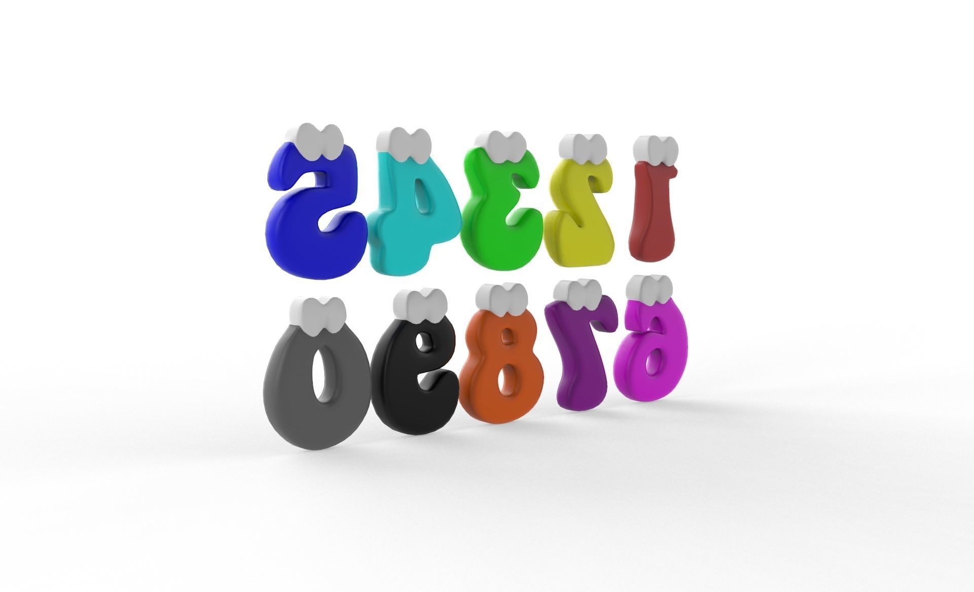 Cartoon Number v005 Low-poly 3D model_3