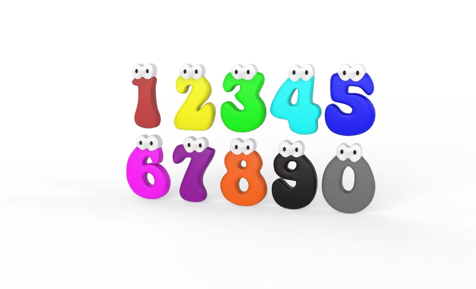 Cartoon Number v005 Low-poly 3D model_0