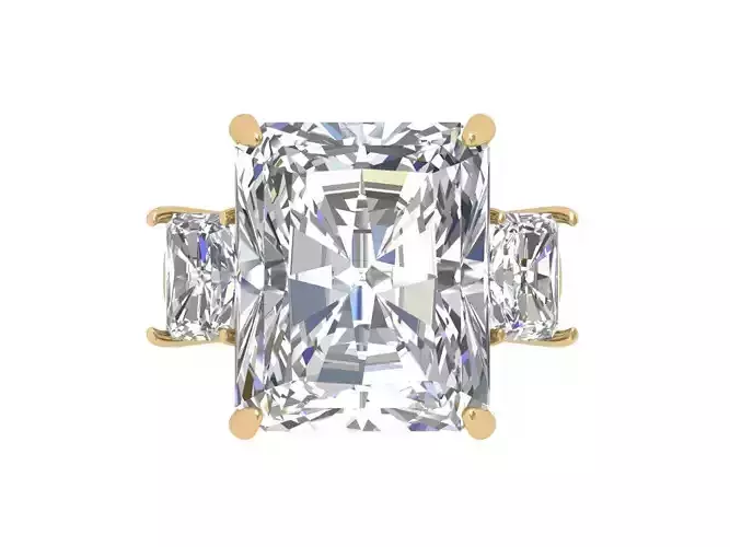 Emerald 3 Stone Art Deco Ring