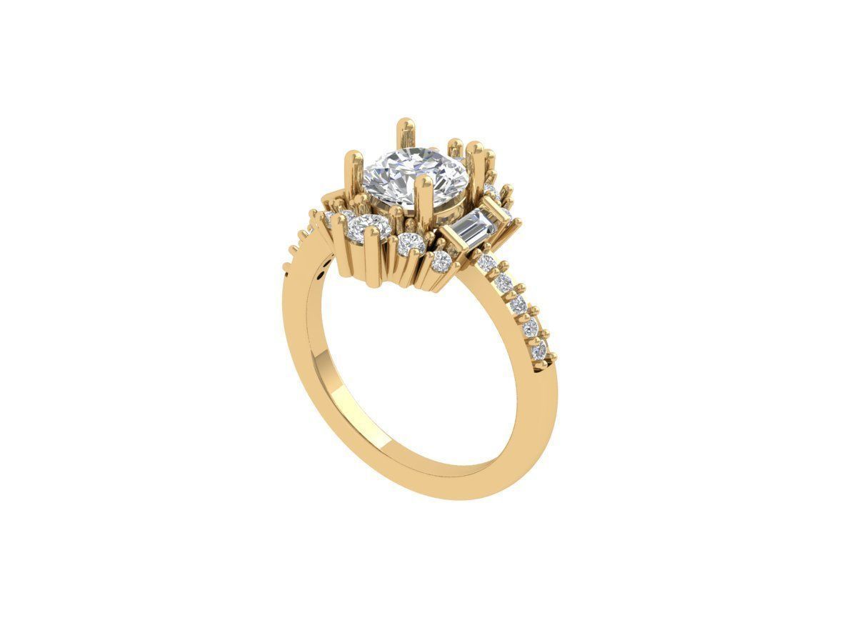 Solitaire Engagement Ring 3D print model_1