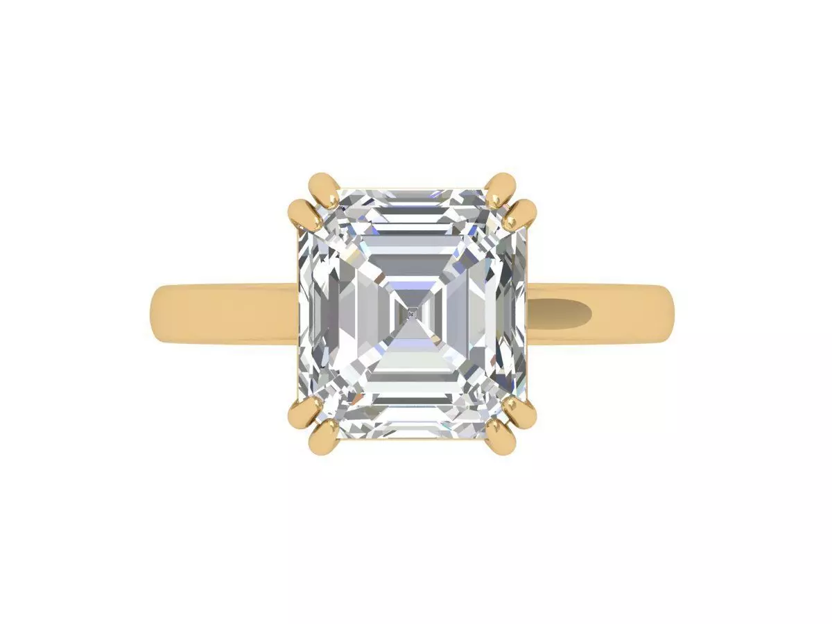 Asscher Solitair Ring 3D print model_0