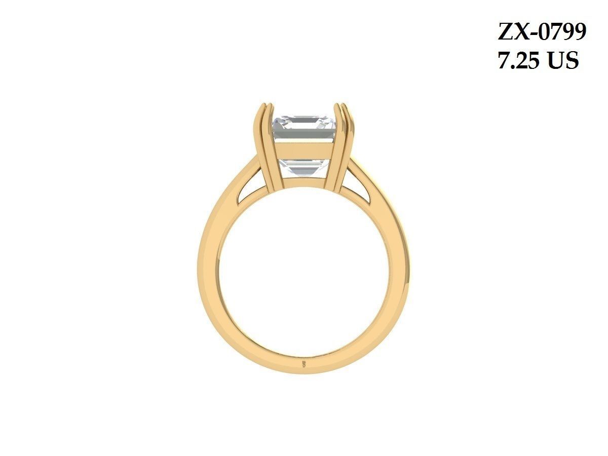 Asscher Solitair Ring 3D print model_2