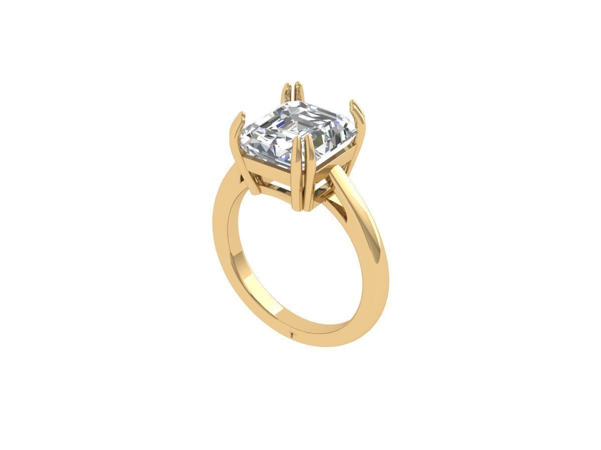 Asscher Solitair Ring 3D print model_1